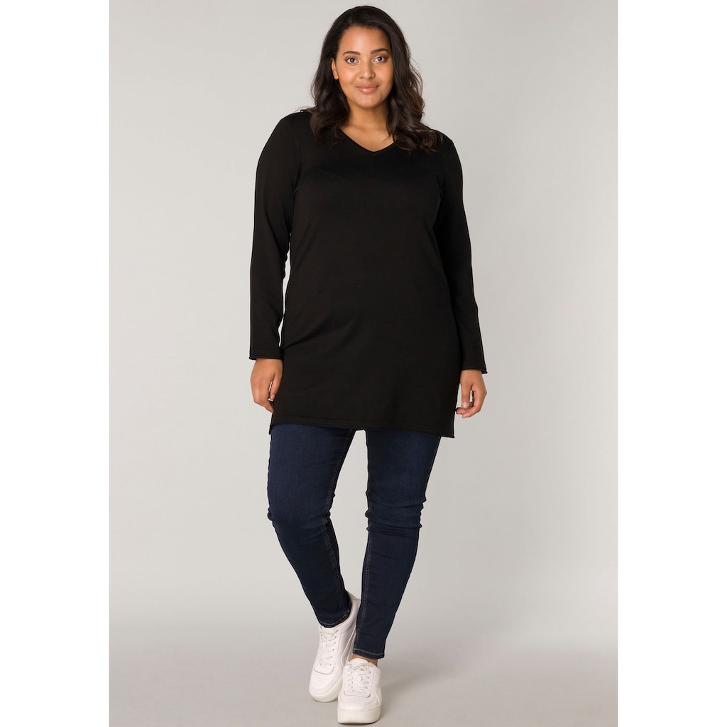 Base Level Curvy V-Ausschnitt-Pullover »BAS-ANINE-LONG«