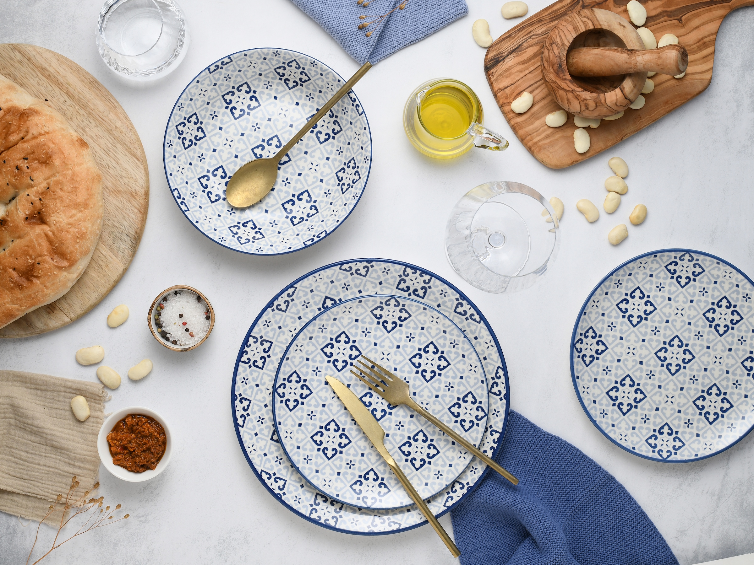 CreaTable Teller-Set »Yara«, (Set, 12 tlg.), orientalisch mediterraner Stil