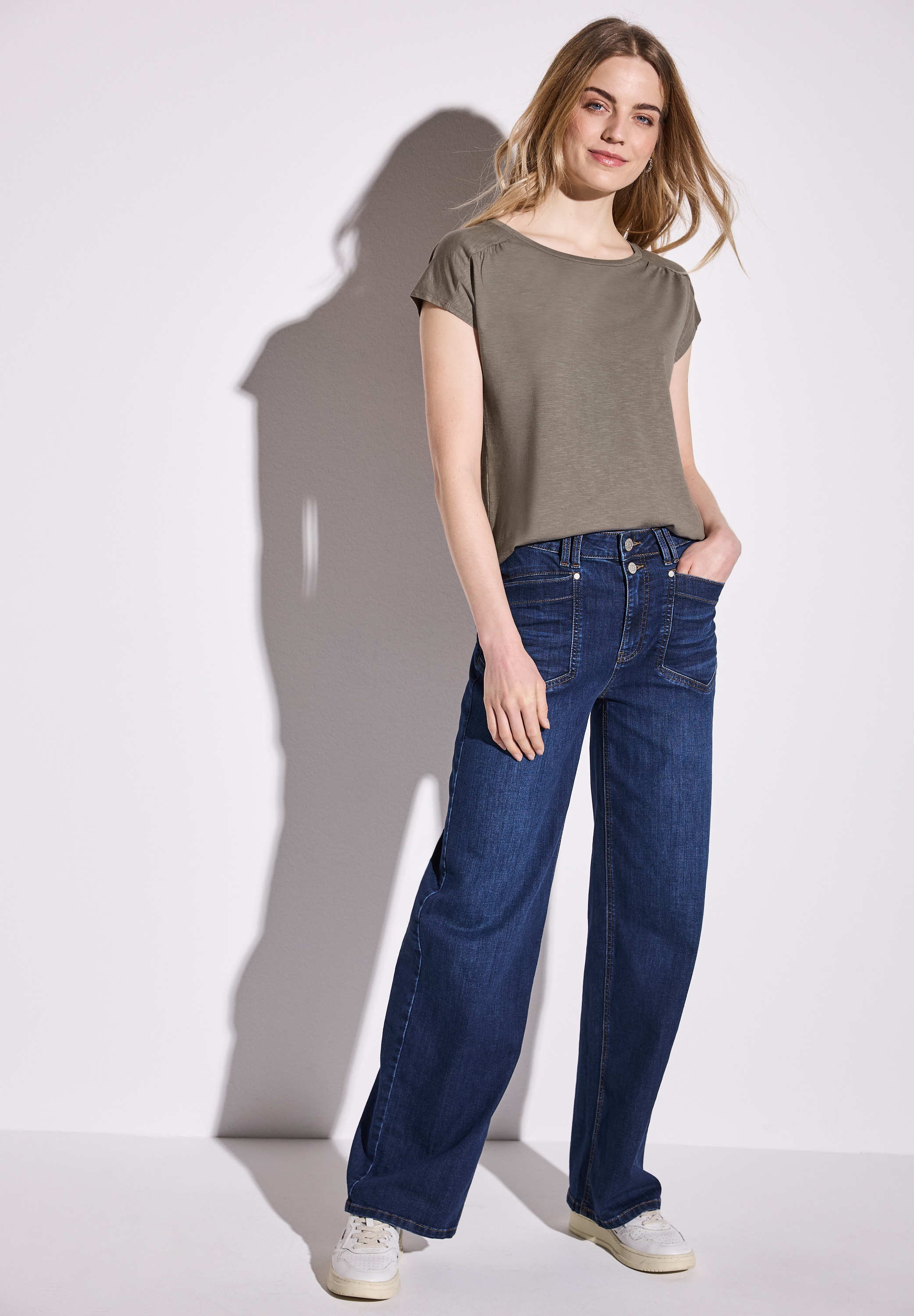 STREET ONE Shirttop, mit Raffung an der Schulter