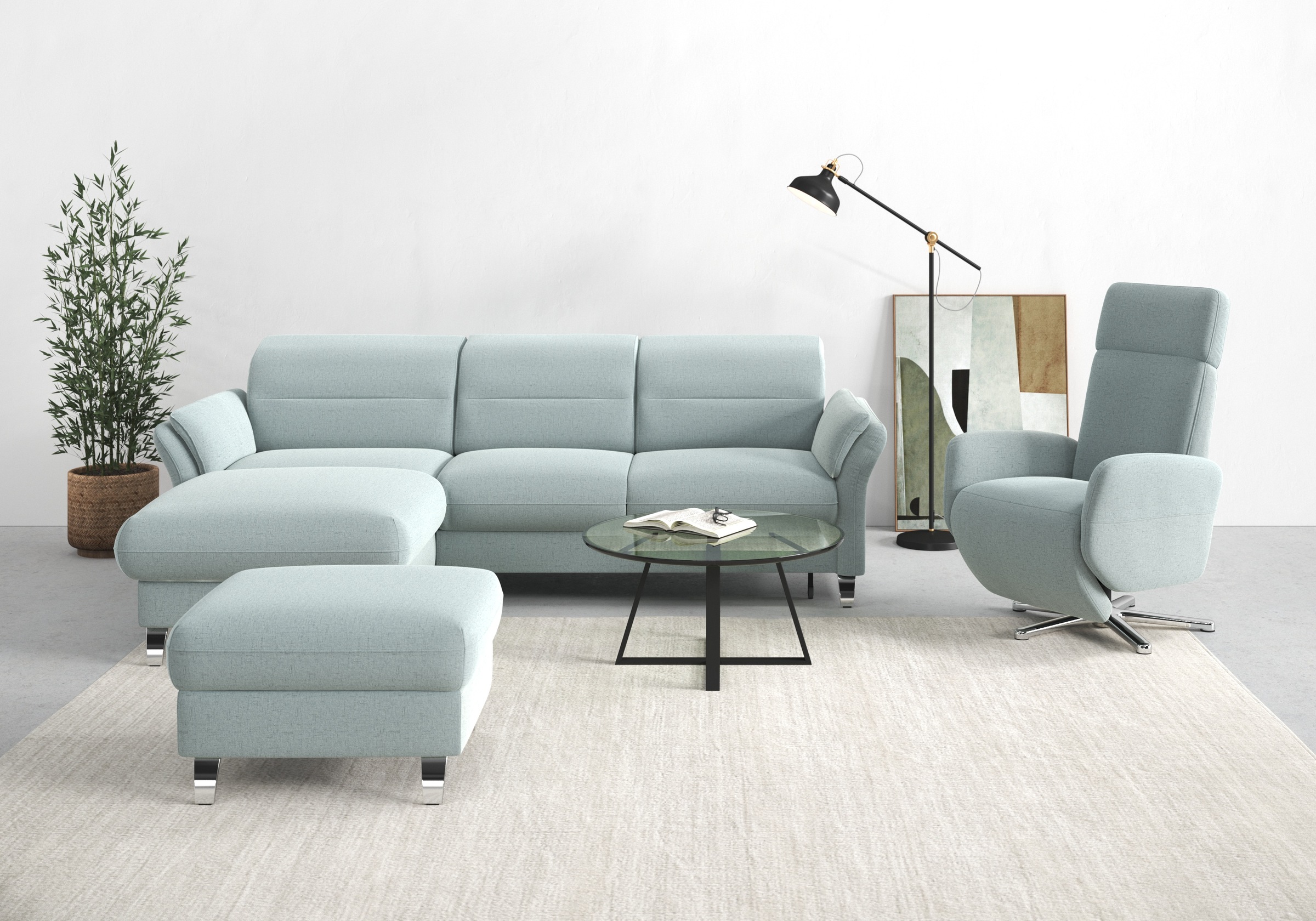sit&more Ecksofa »Grenoble L-Form mit Federkern«, wahlweise mit Bettfunktio günstig online kaufen