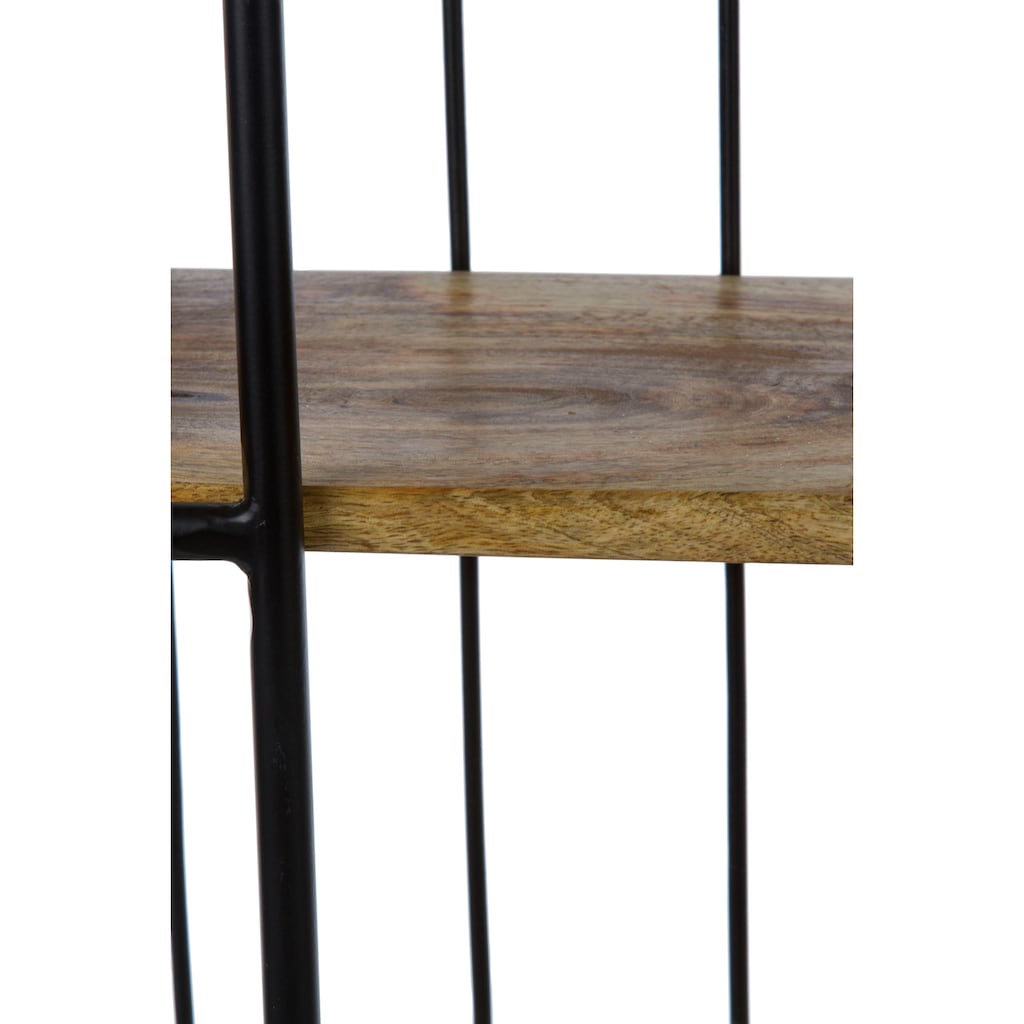 my Flair Wandregal »Safiye«, Holz & Metall, Eckige Form, 3 Ablageböden, 4 Aufhänger, fertig montiert