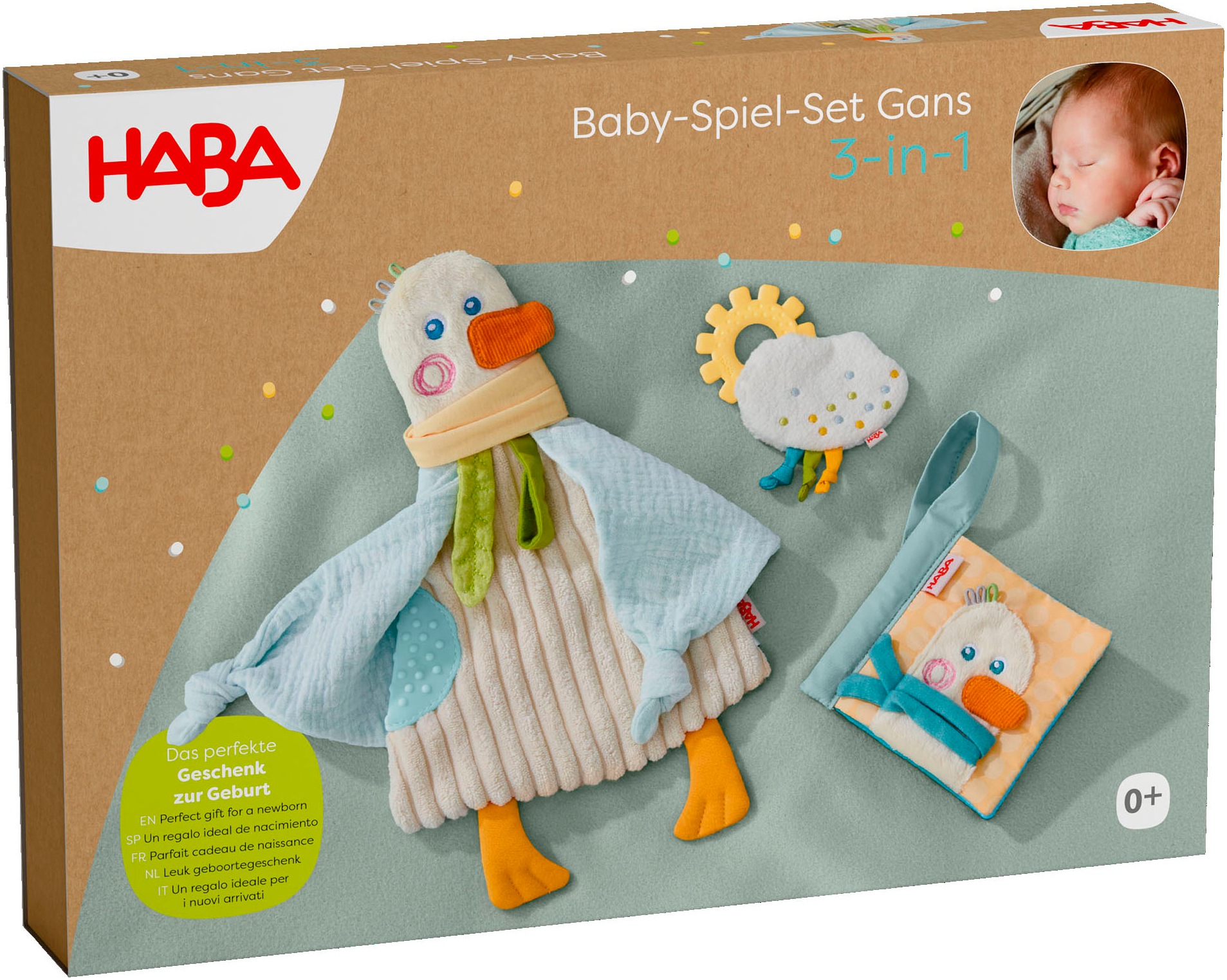 Haba Greifspielzeug »Baby-Spiel-Set Gans, 3-in-1«, (3 tlg.)