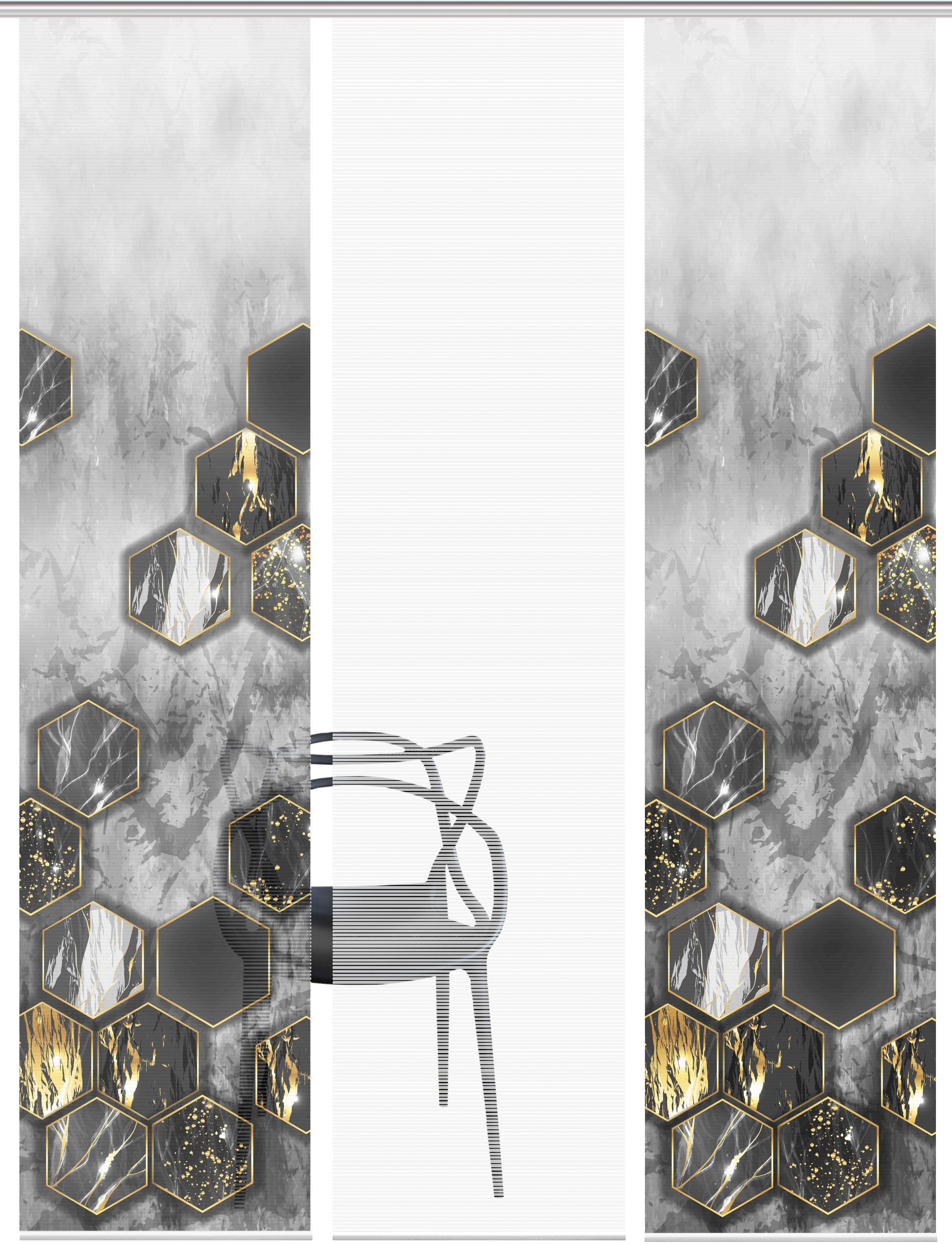 Vision S Schiebegardine »LAYON 3er SET« Paneelwagen 3 Stk. tlg. Schiebevorhang Digidruck 3er Set LAYON