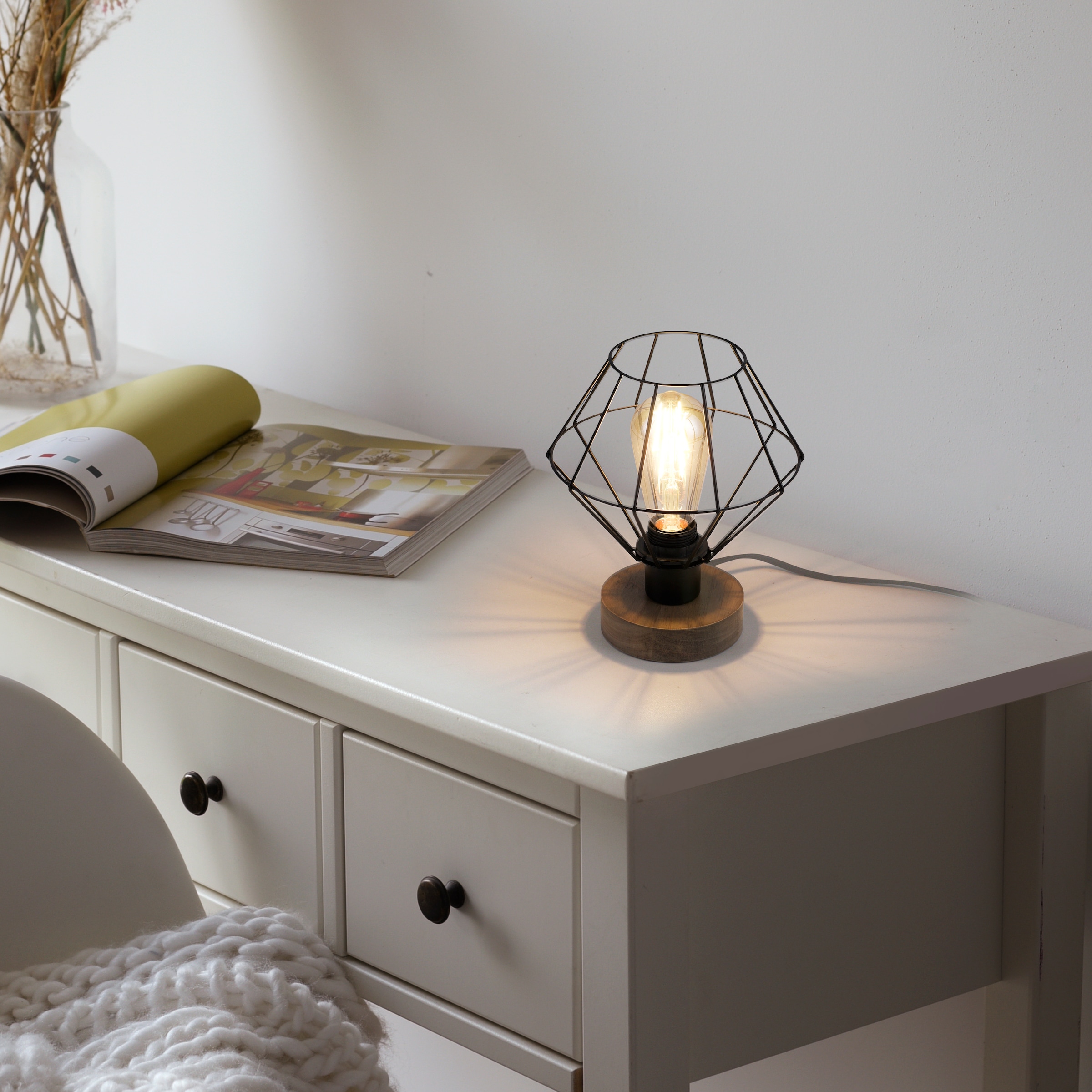 JUST LIGHT Tischleuchte »KASKA« E27 1 Stk. ExklusiveE27, Schalter, Schnurschalter