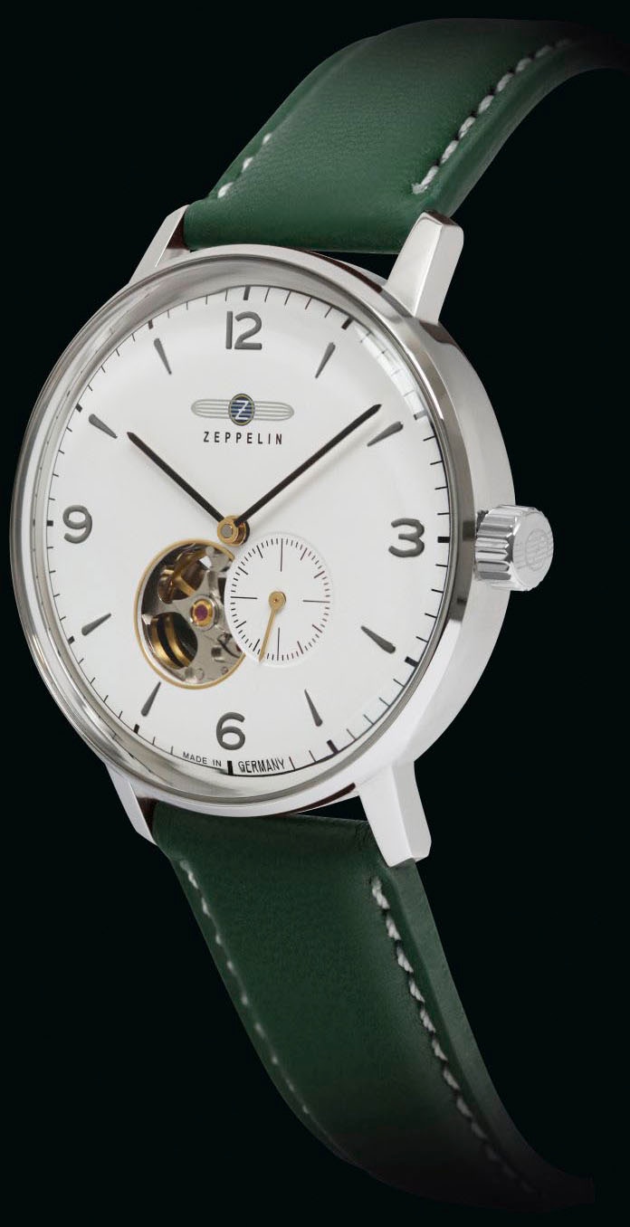 ZEPPELIN Automatikuhr »Hindenburg Automatik, sustainable Planet« Armbanduhr, Herrenuhr, offene Unruh, Made in Germany