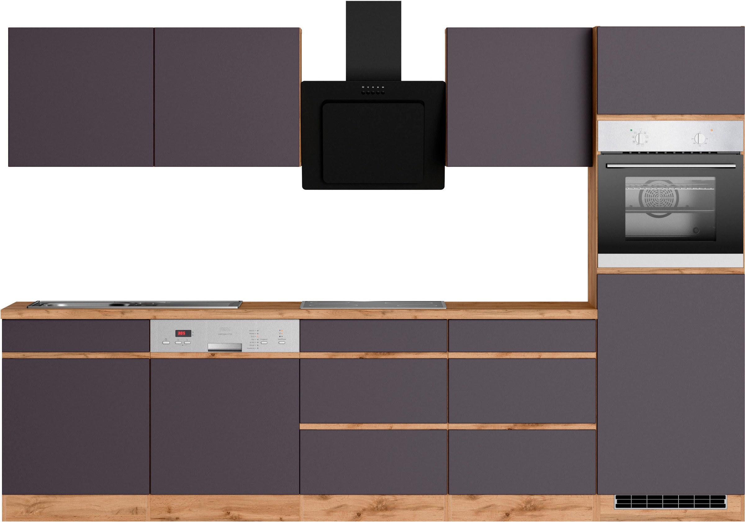 KOCHSTATION Küchenzeile »KS-Riesa« Stellbreite 300 cm, ohne E-Geräte