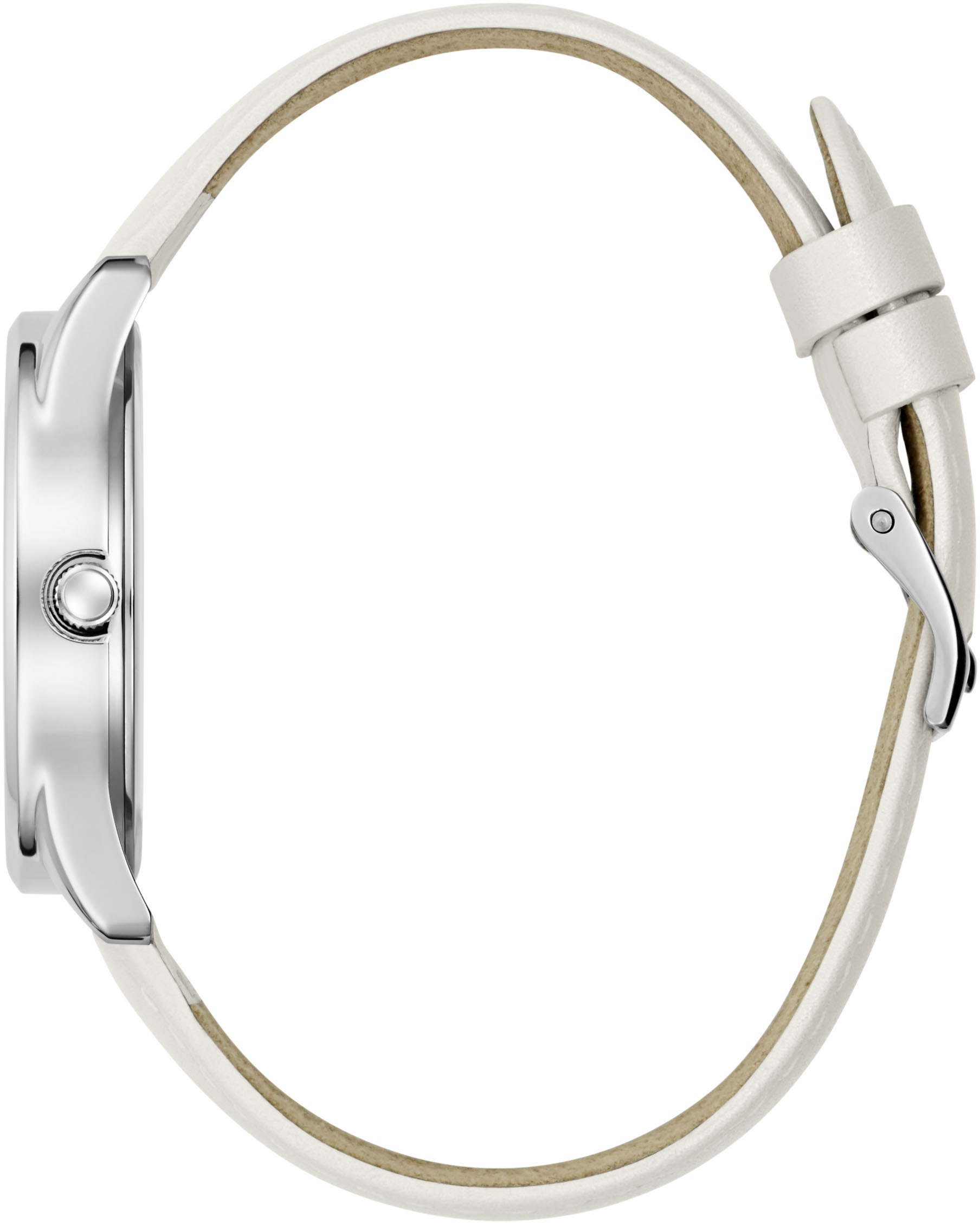 Guess Quarzuhr »LUSTER«, Armbanduhr, Damenuhr, Lederarmband, Mineralglas, analog