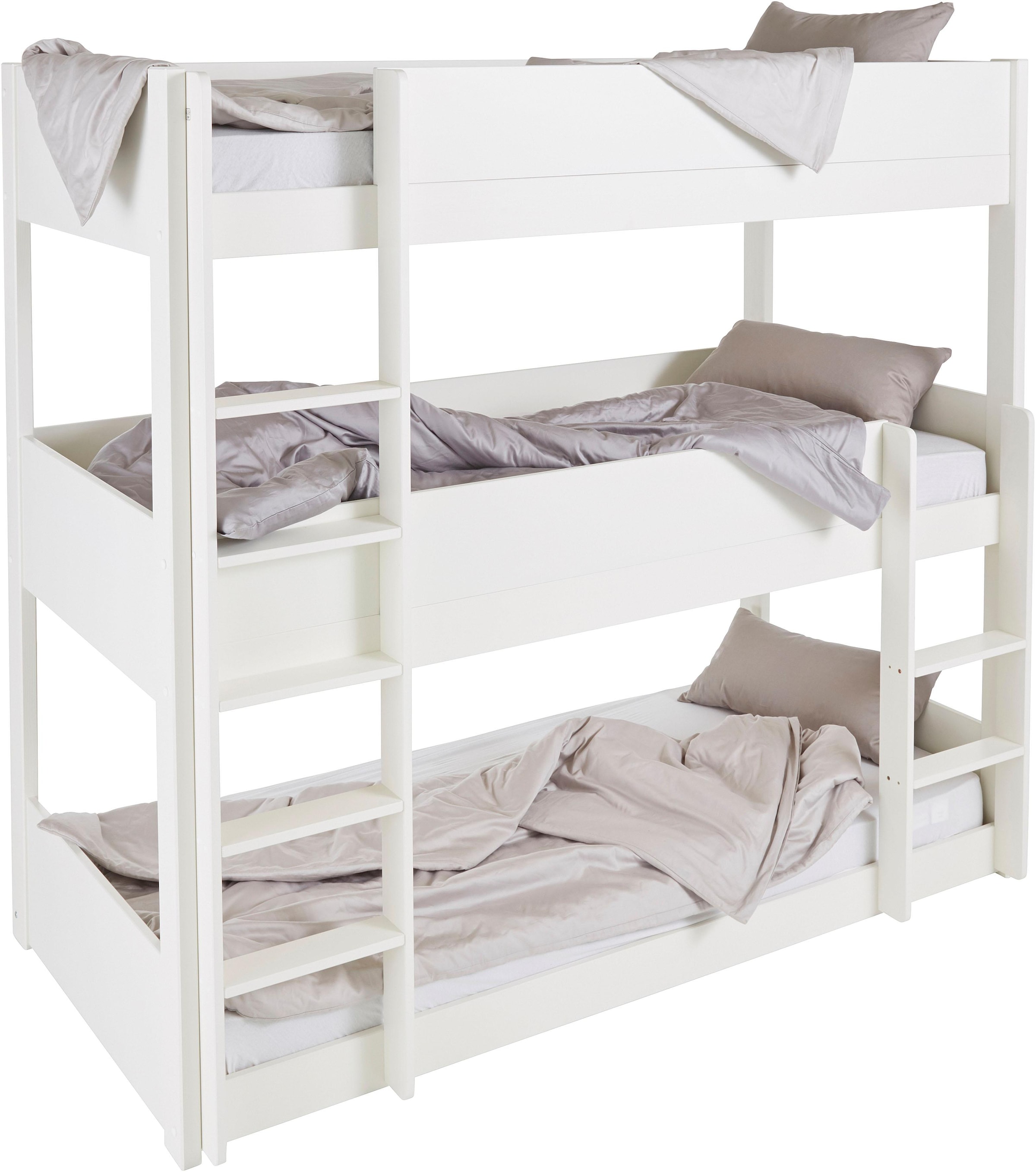 Lüttenhütt Etagenbett »TIPOBESTSELLER!Platzsparend,Bodenbett,Leitern  beidseitig montierbar«, Stockbett mit 3 Schlafplätzen, zertifiziertes  Massivholz (Kiefer) online bestellen