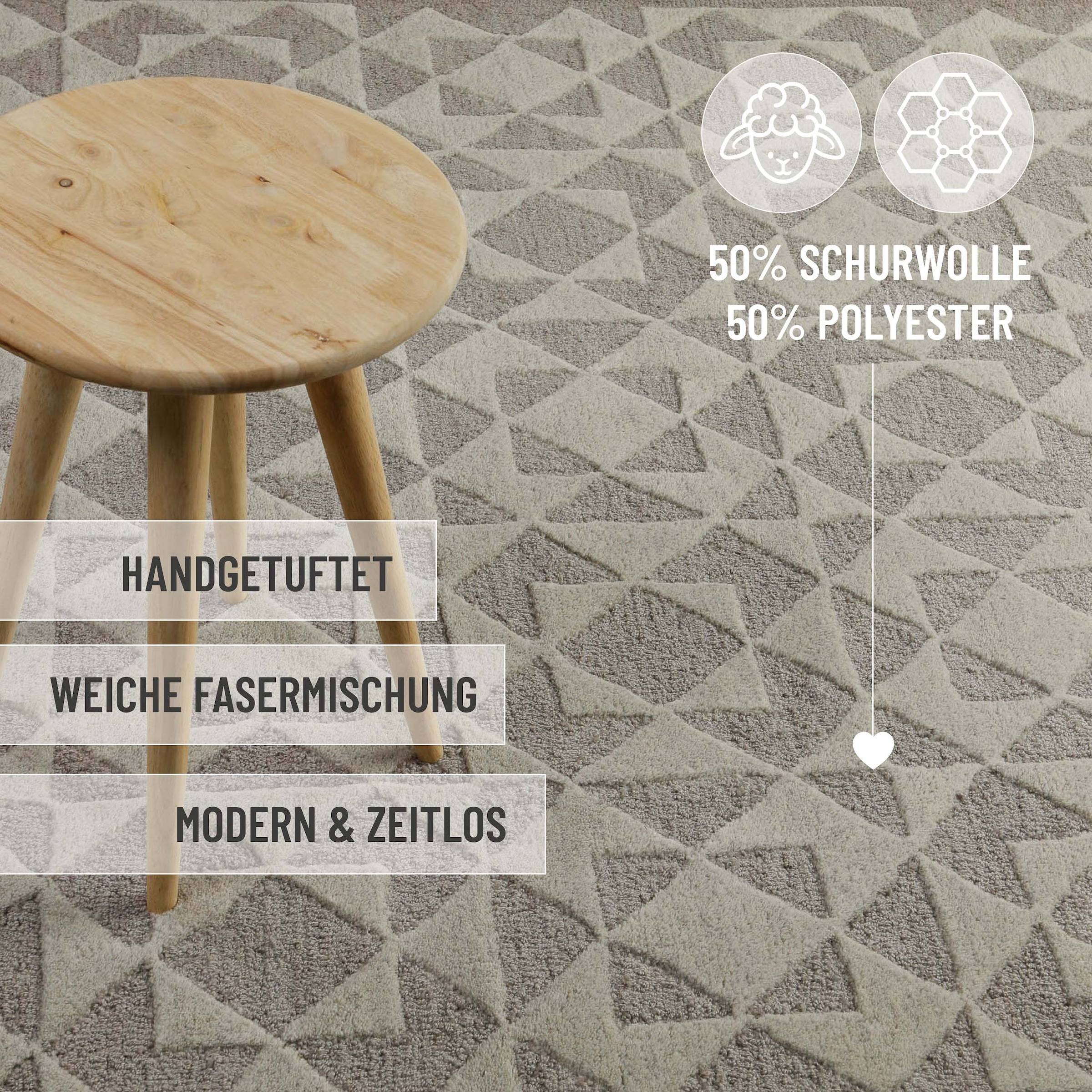 Wecon home Teppich »Downtown«, rechteckig, 10 mm Höhe, handgefertigt, pfleg günstig online kaufen