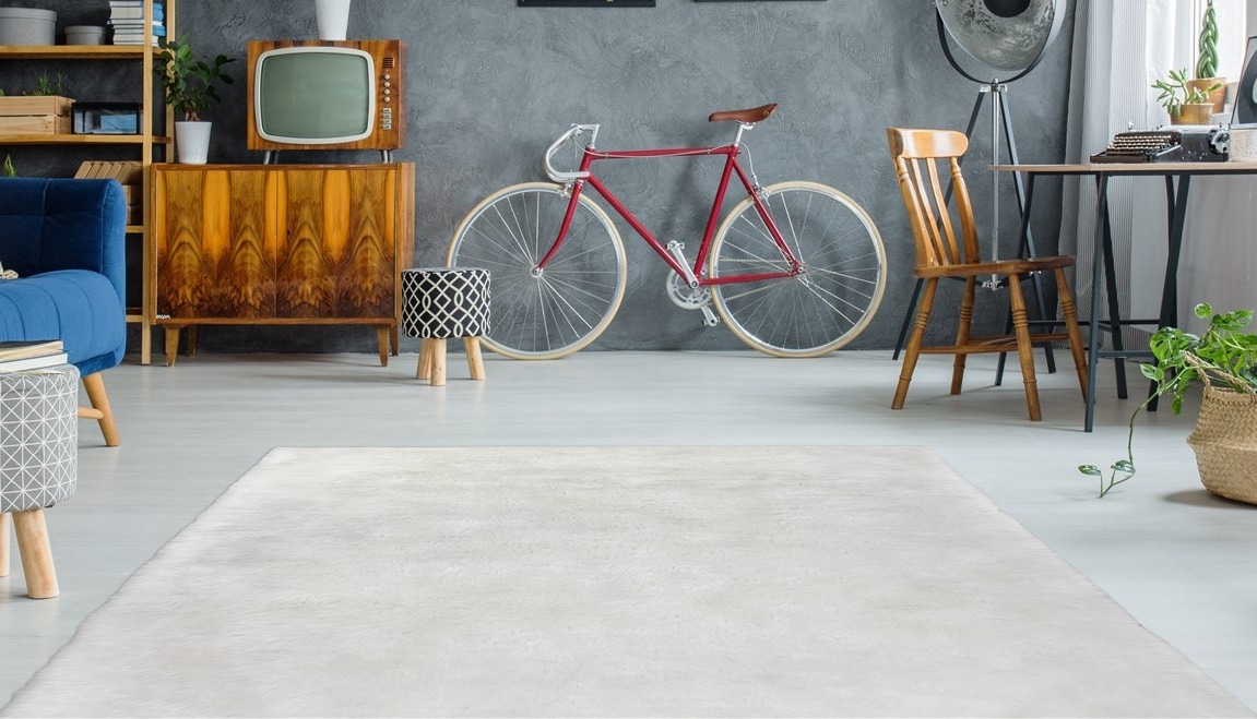 my home Fellteppich »Alvin«, rechteckig, 45 mm Höhe, Teppich in Kaninchenfe günstig online kaufen