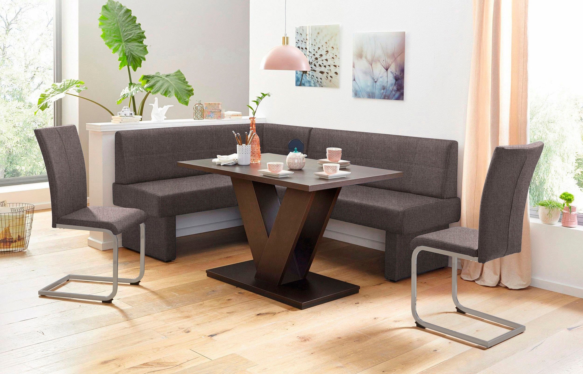 Home affaire Freischwinger »Nils«, (Set), 2 St., Strukturstoff-Feinstruktur, Stuhl belastbar bis 120 Kg, Gestell Metall im Chrom-Look oder Schwarz