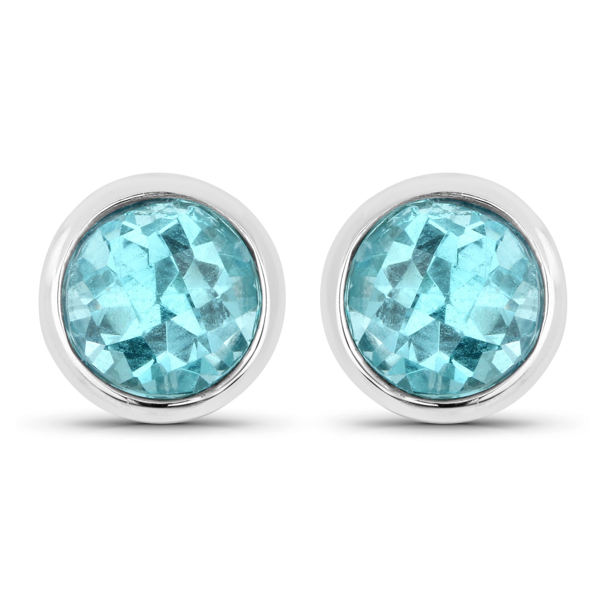 Vira Jewels Paar Ohrstecker »925-Sterling Silber rhodiniert glänzend Apatit blau rund«