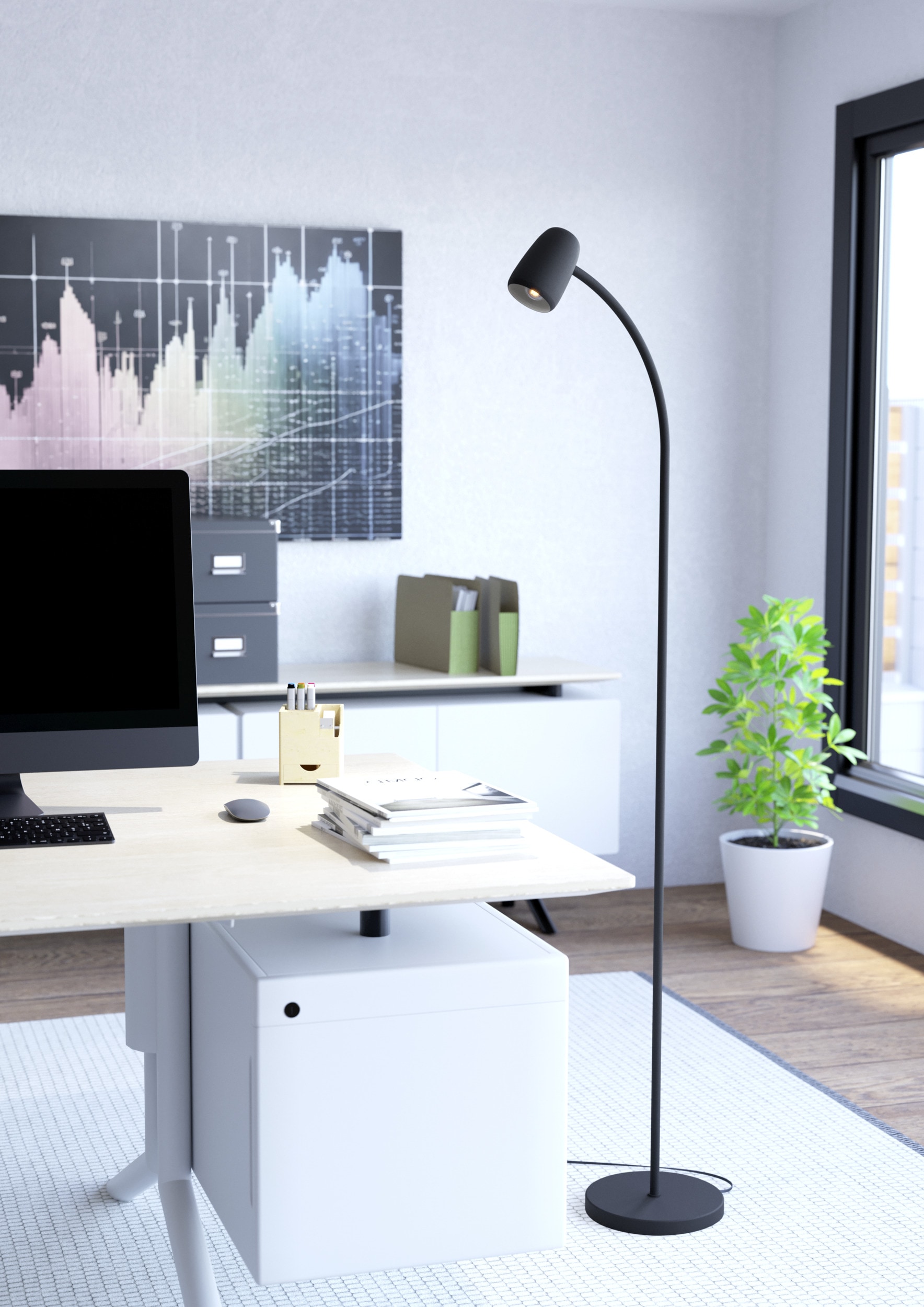 EGLO Stehlampe »CARLO Stehlampe - Stahl - E14 - 1X18W - IP20« E14 1 Stk. Standlampe, 170 cm, Flexarm, schwenkbar, Leselampe, Wohnzimmerlampe