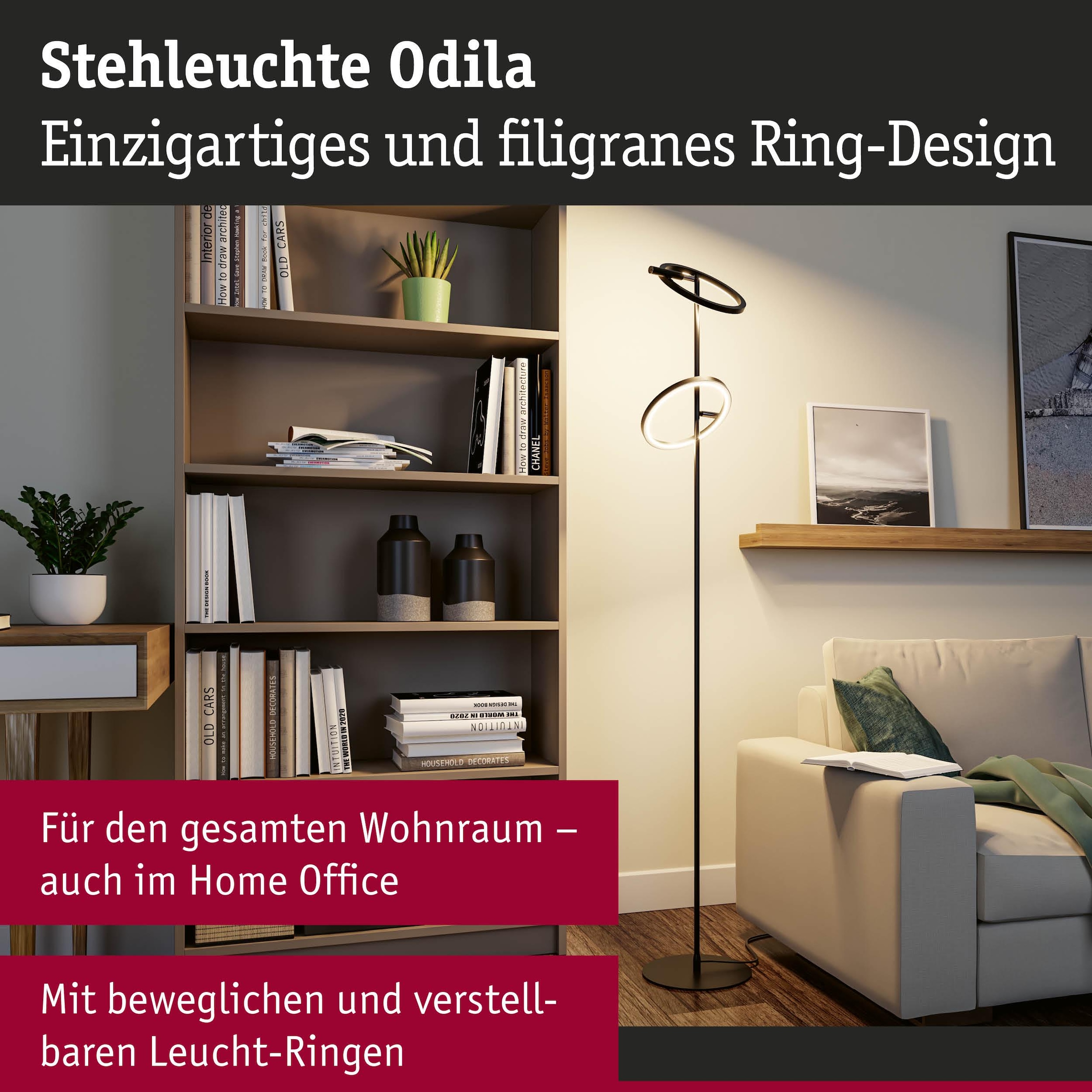 Paulmann LED Stehlampe »Odila Tunable White 2x1200lm 2x10,4W Schwarz matt, Chrom« LED-Modul 1 Stk. Tageslichtweiß dimmbar