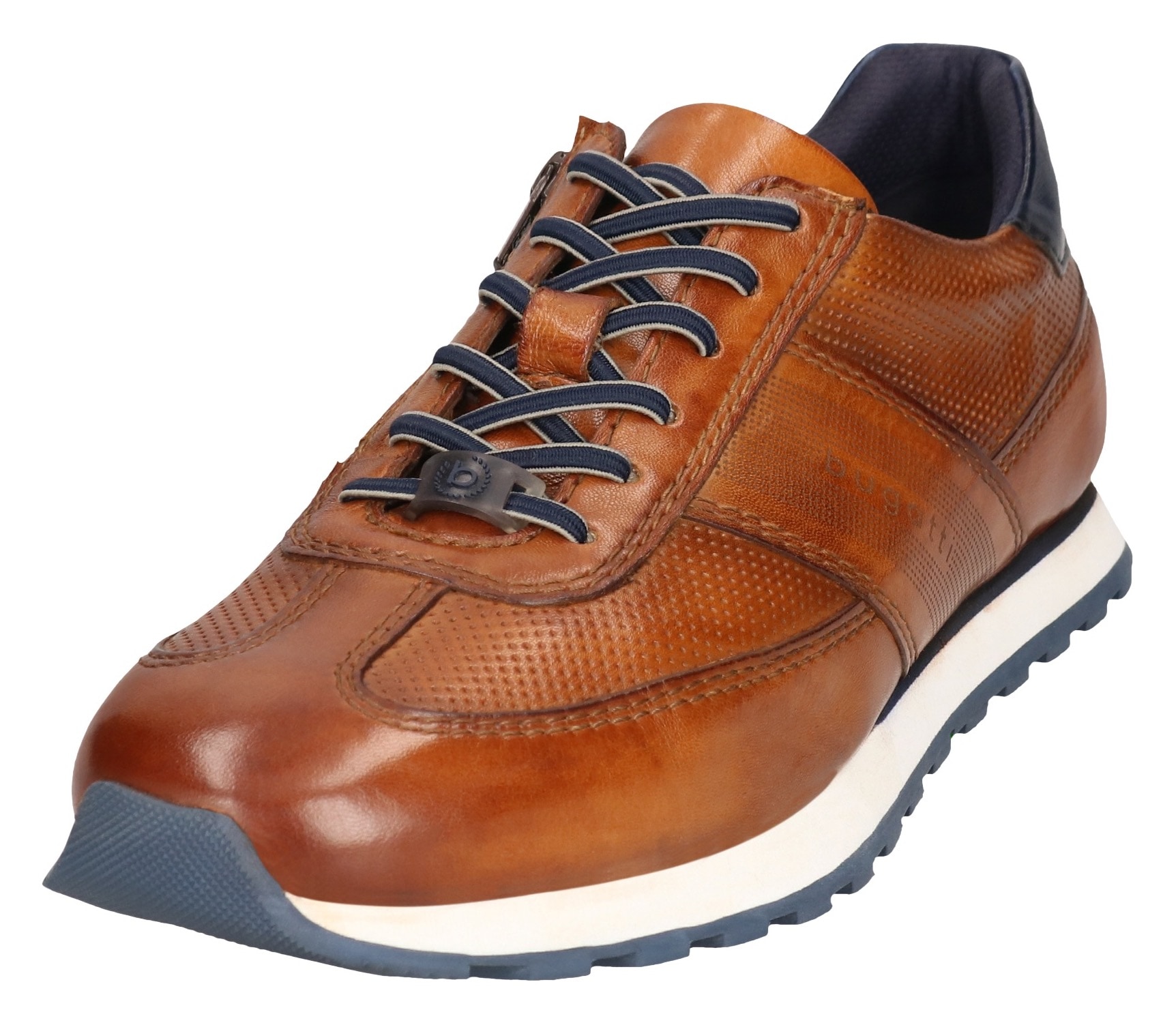 Sneaker, Freizeitschuh, Halbschuh, Schnürschuh mit Kontrastbesatz, Gr. 40, cognac used