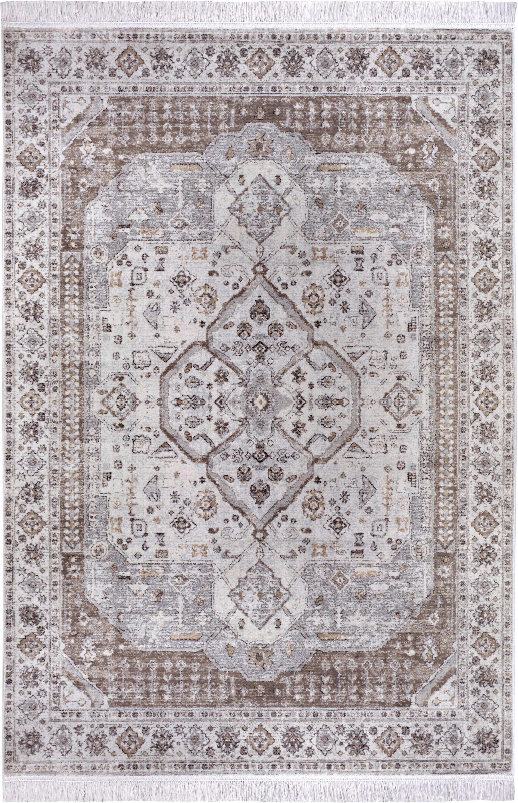 ELLE DECORATION Designteppich »Tabriz Madiha«, rechteckig, 3 mm Höhe, Samtiger Kurzflor, Orientalisch mit Fransen, Seiden Optik, Robust