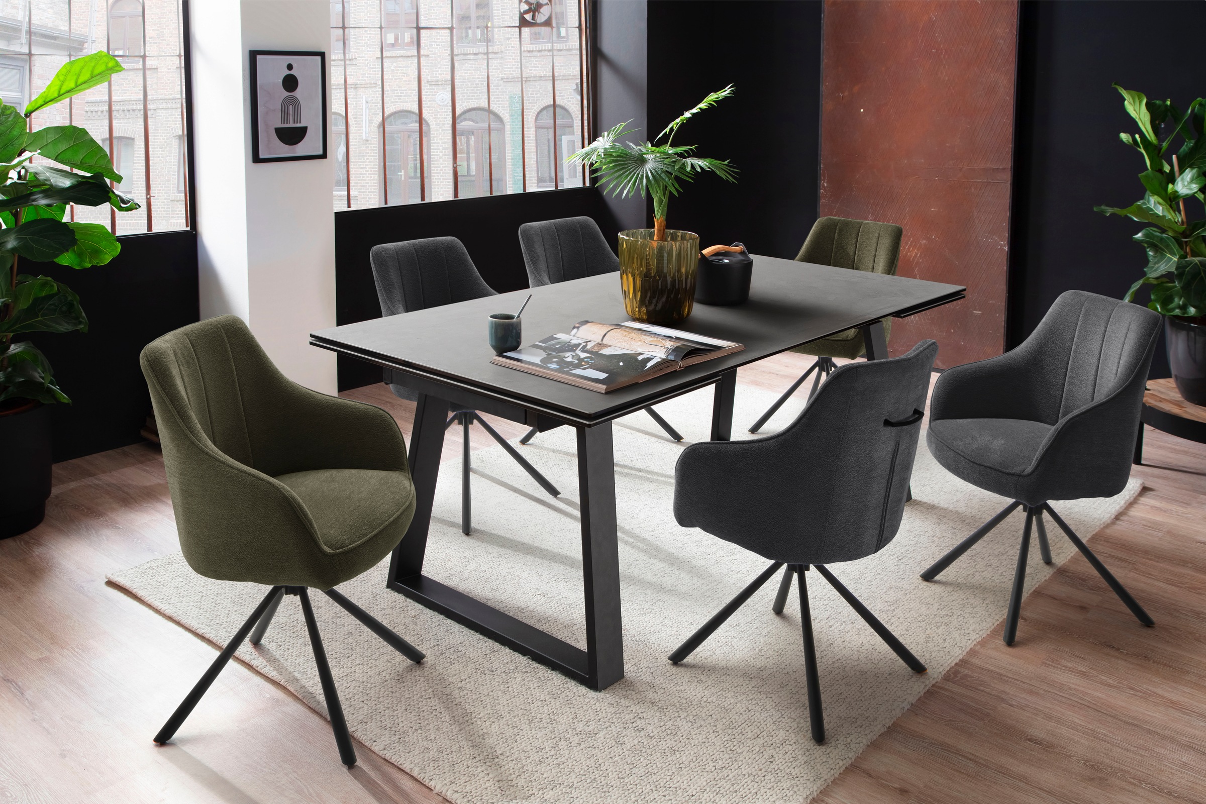 MCA furniture Esszimmerstuhl »KASAMA«, Strukturstoff, (2er-Set), 180° drehb günstig online kaufen