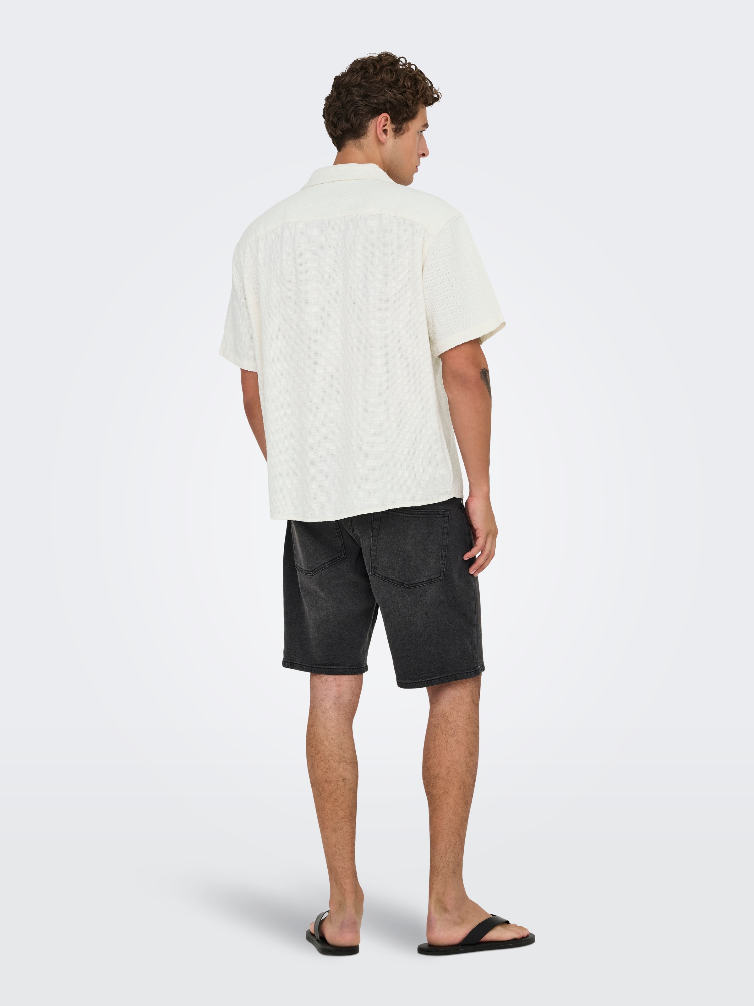 ONLY & SONS Kurzarmhemd »ONSLATHAM RLXSS RESORT LINEN STRUC 0257« Viskose mit Leinen, normal geschnitten
