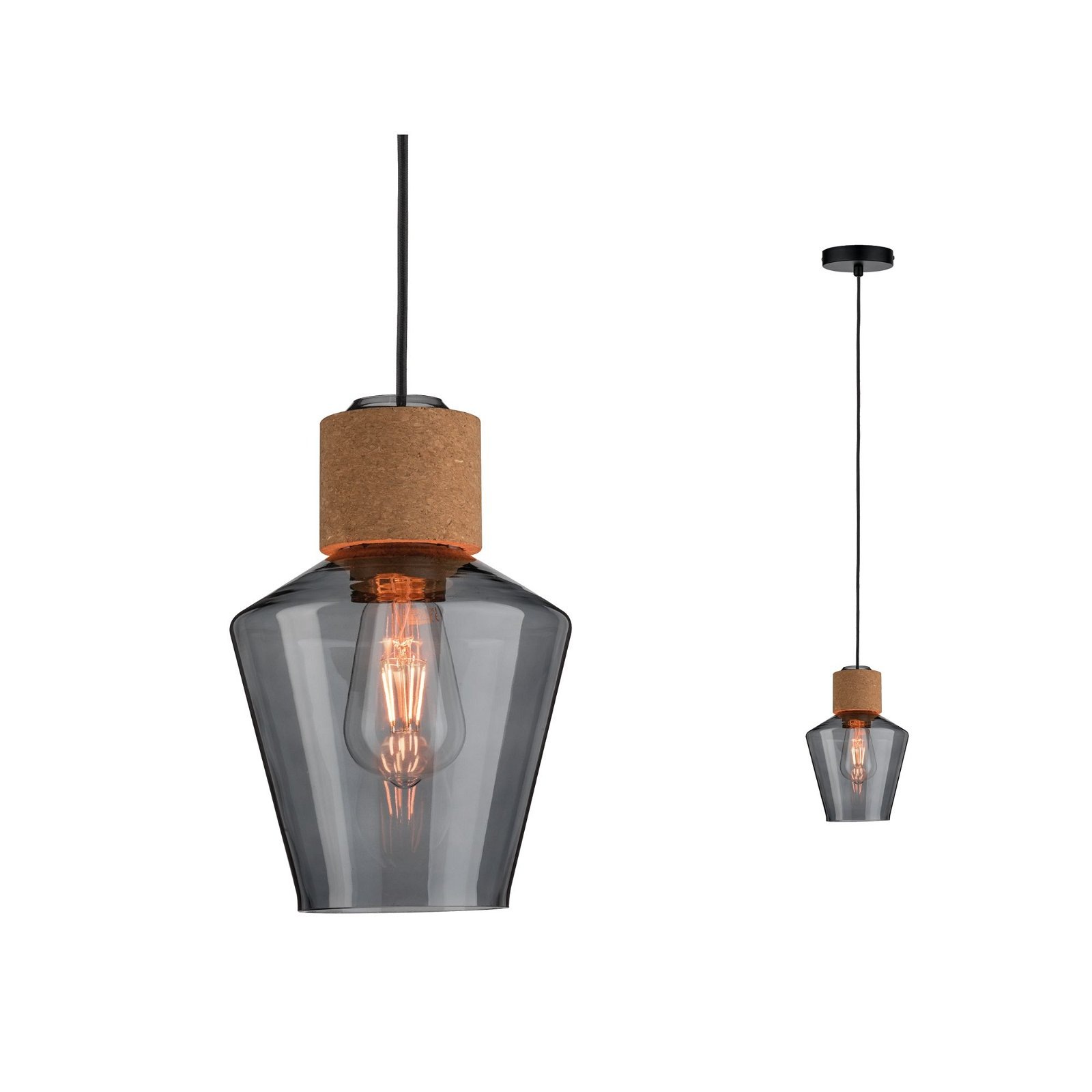 Paulmann Pendelleuchte »Neordic Edla max. 1x20W Rauchglas/Kork/Schwarz 230V günstig online kaufen
