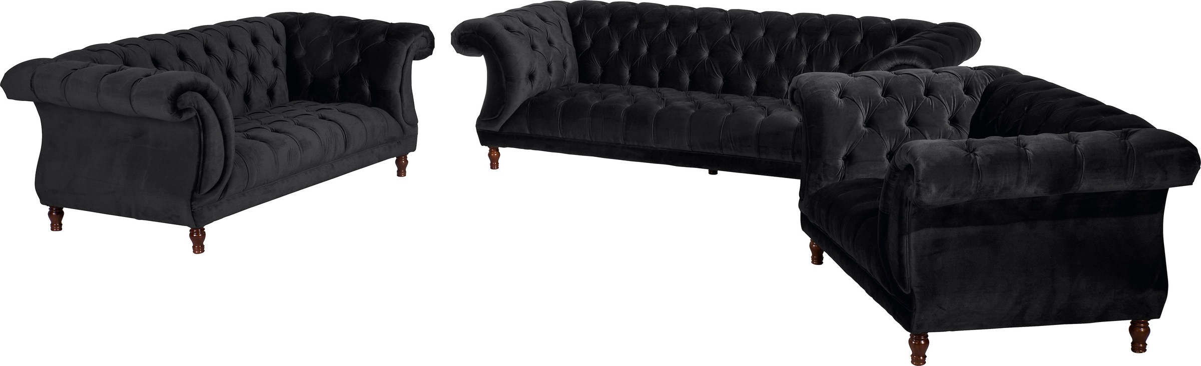 Max Winzer® Loveseat »Isabelle, Loungesessel«, Knopfheftung & gedrechselten Füßen in Buche Nussbaum, Breite 167 cm