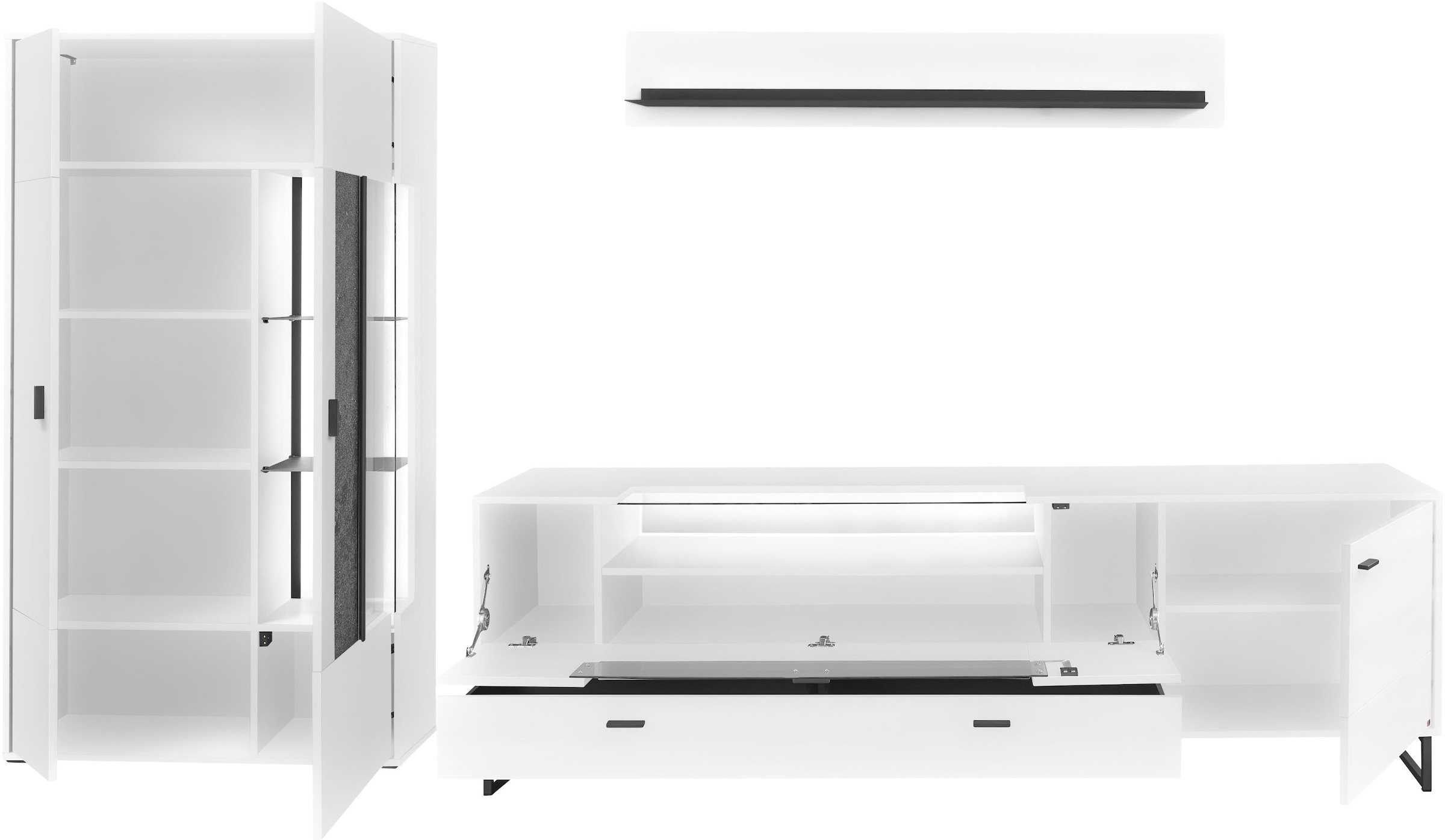 set one by Musterring TV-Wand »Deltona«, (3 St.), Zierelemente aus Sandstein, inkl. Beleuchtung, Gesamtbreite ca. 317 cm
