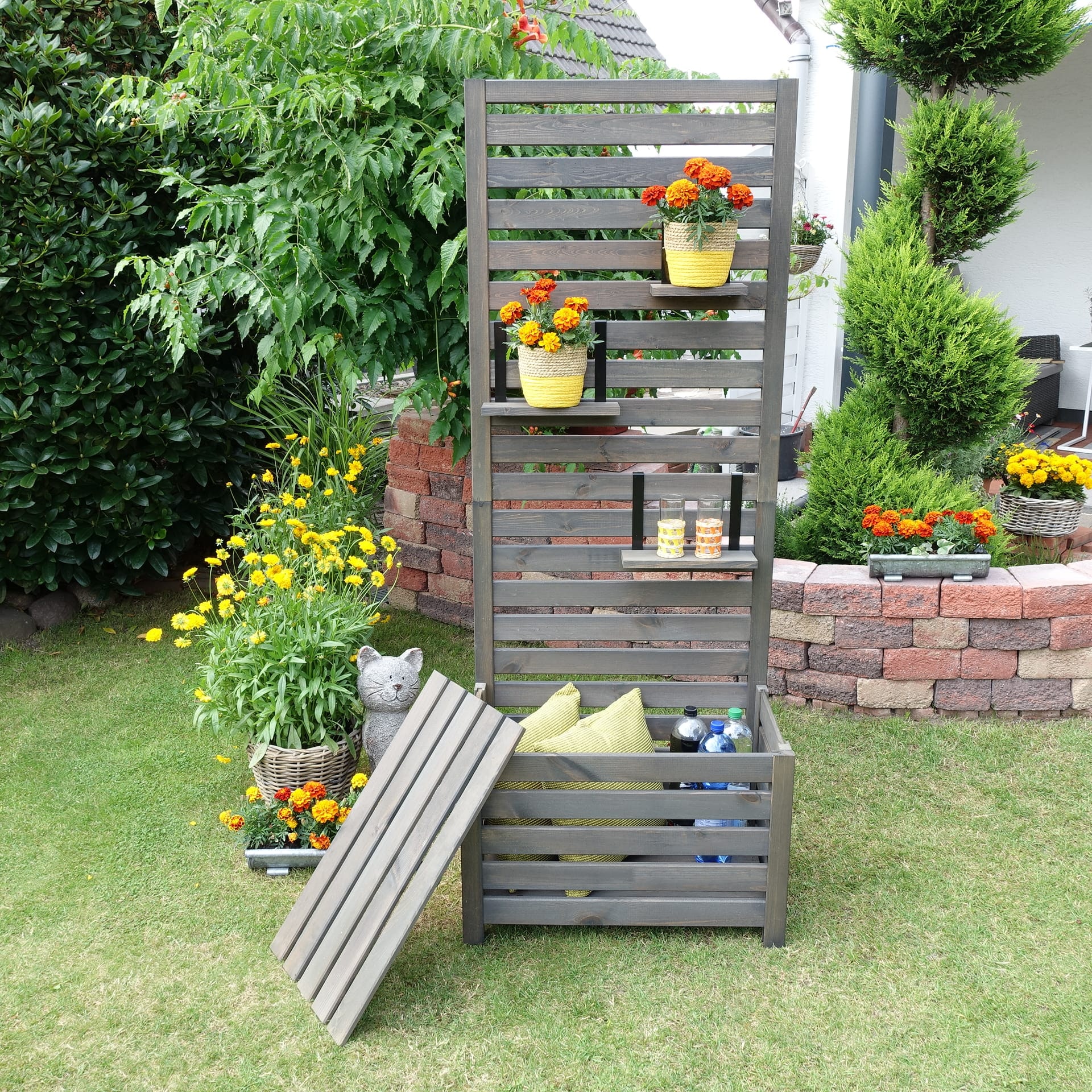 promadino Spalier »für Balkon und Garten« Sitzgelegenheit und Sichtschutz, L70xT40xH180cm, Volumen: 91 Liter