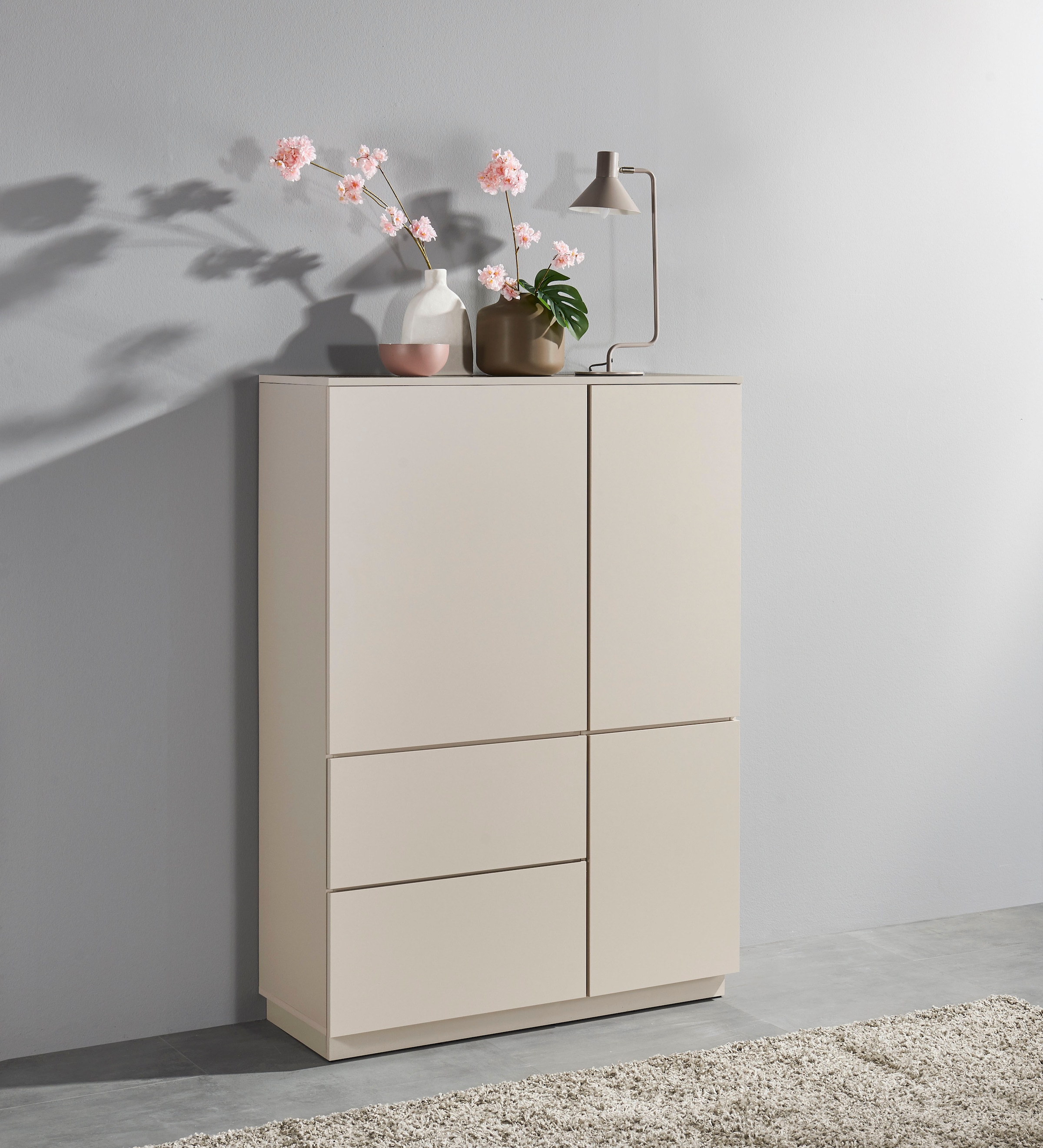 HBZ Highboard »Vince Highboard, B/H/T 103x142x38 cm« 1 Stk. tlg. Breite 103 cm, Push-to Open, Melaminbeschichtung