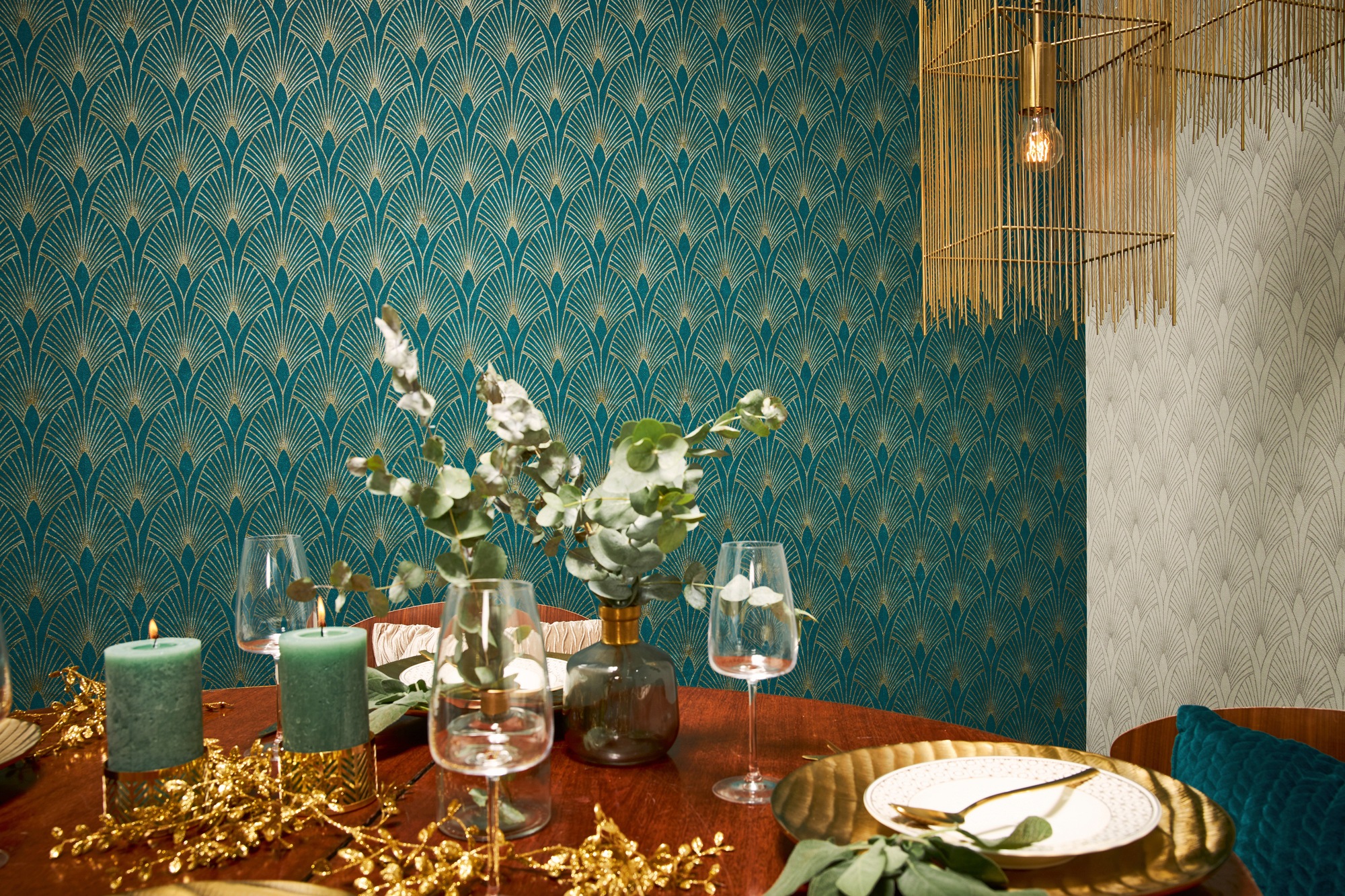 living walls Vliestapete »New Walls 50's Glam Art Deco Optik«, Barock-ornamental-gemustert, Tapete Art Deco Tapeten Wohnzimmer Schlafzimmer Küche Flur Design Büro