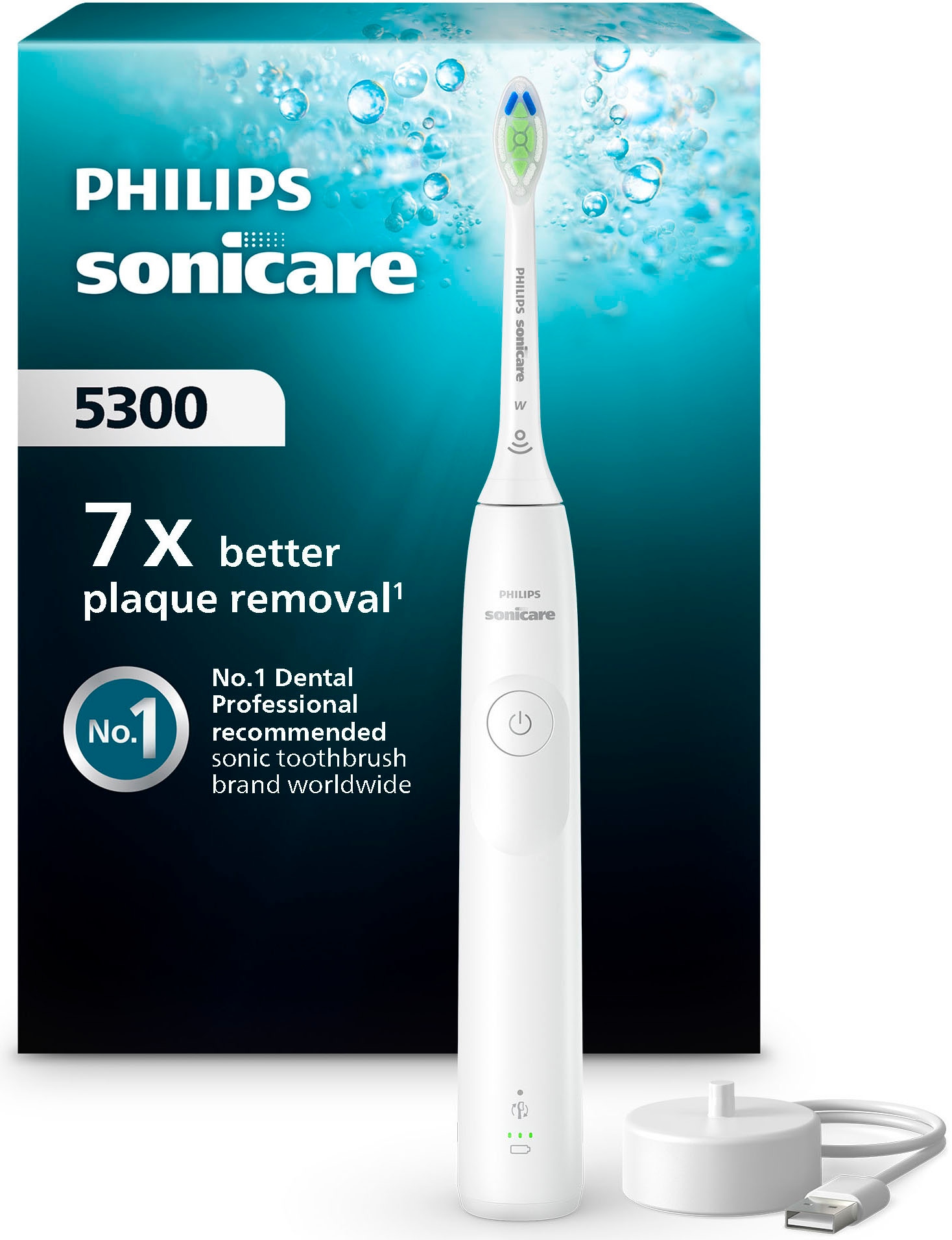 Philips Sonicare Elektrische Zahnbürste »Series 5300 HX7108/01« 1 Stk. Aufsteckbürsten mit Andruckkontrolle, 2 Intensitätsstufen, inkl. Ladegerät