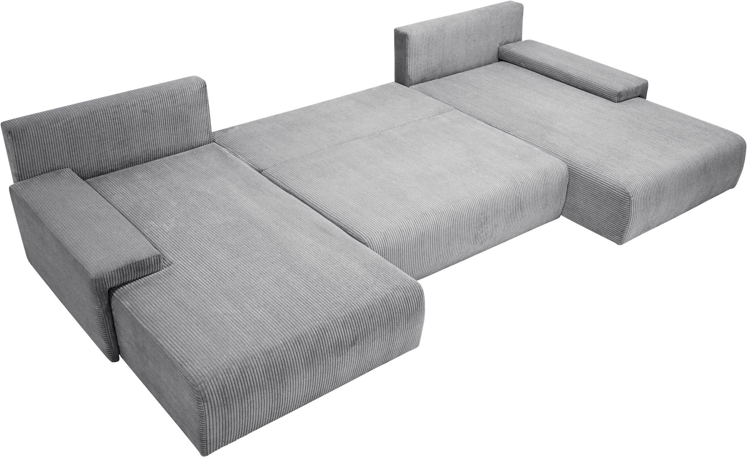 WERK2 Wohnlandschaft »Amalfi« XXL Design Wohnlandschaft in Cord mit Schlaffunktion & Bettkasten