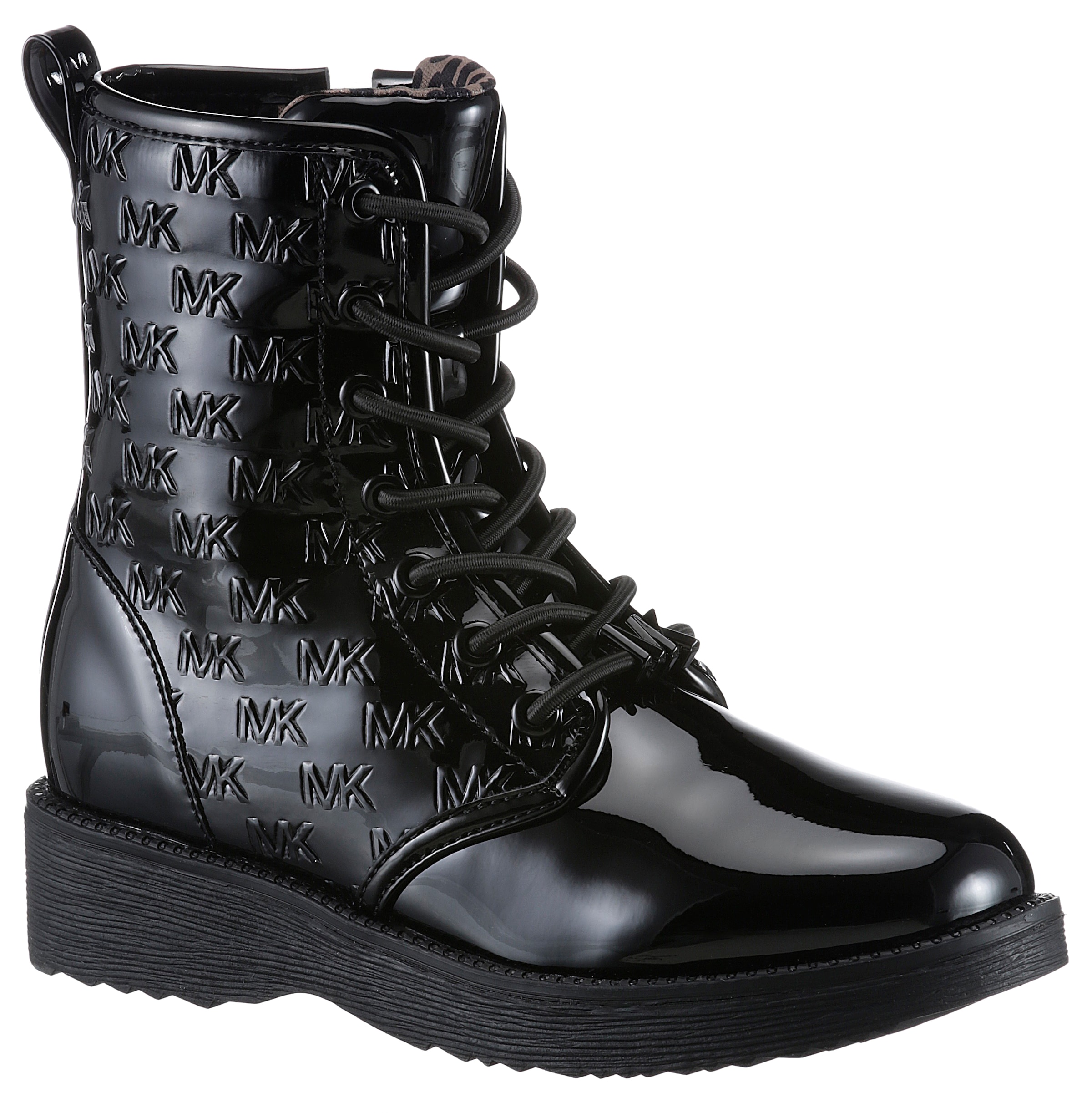 Schnürboots »HASKELL MK FACET«, Chunky Boos, Stiefelette, Lackschuh mit gestepptem Schaft