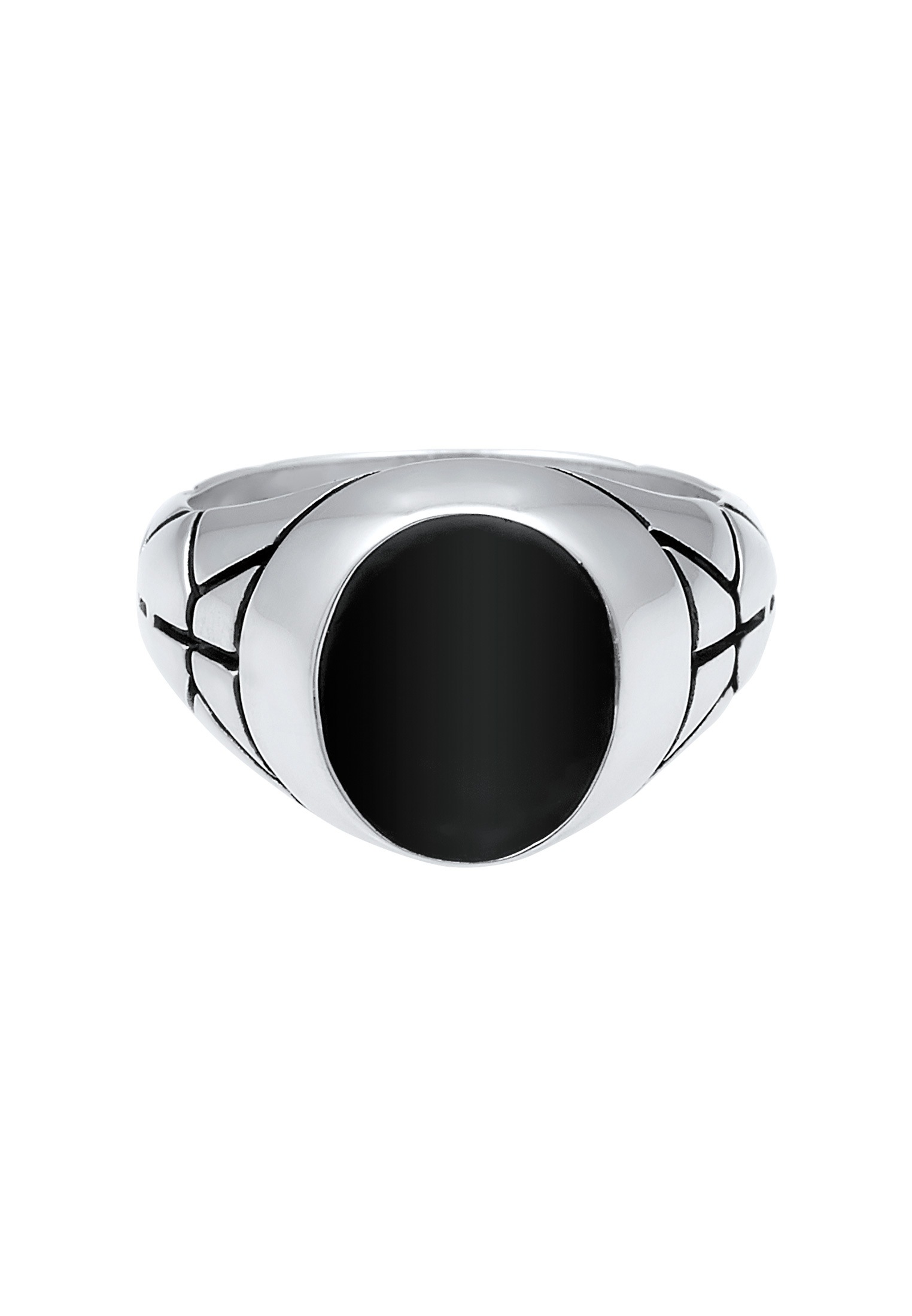 Kuzzoi Siegelring »Herren Siegelring Oval Emaille 925er Silber«