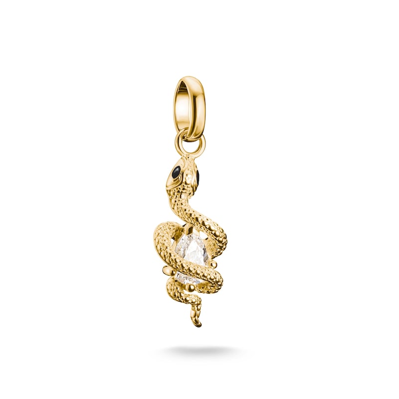 THOMAS SABO Charm-Einhänger »Charm Schlangen-Optik - Connect« mit Zirkonia (synth.) gelbgoldfarben-kristallweiß + kristallweiß Charm...