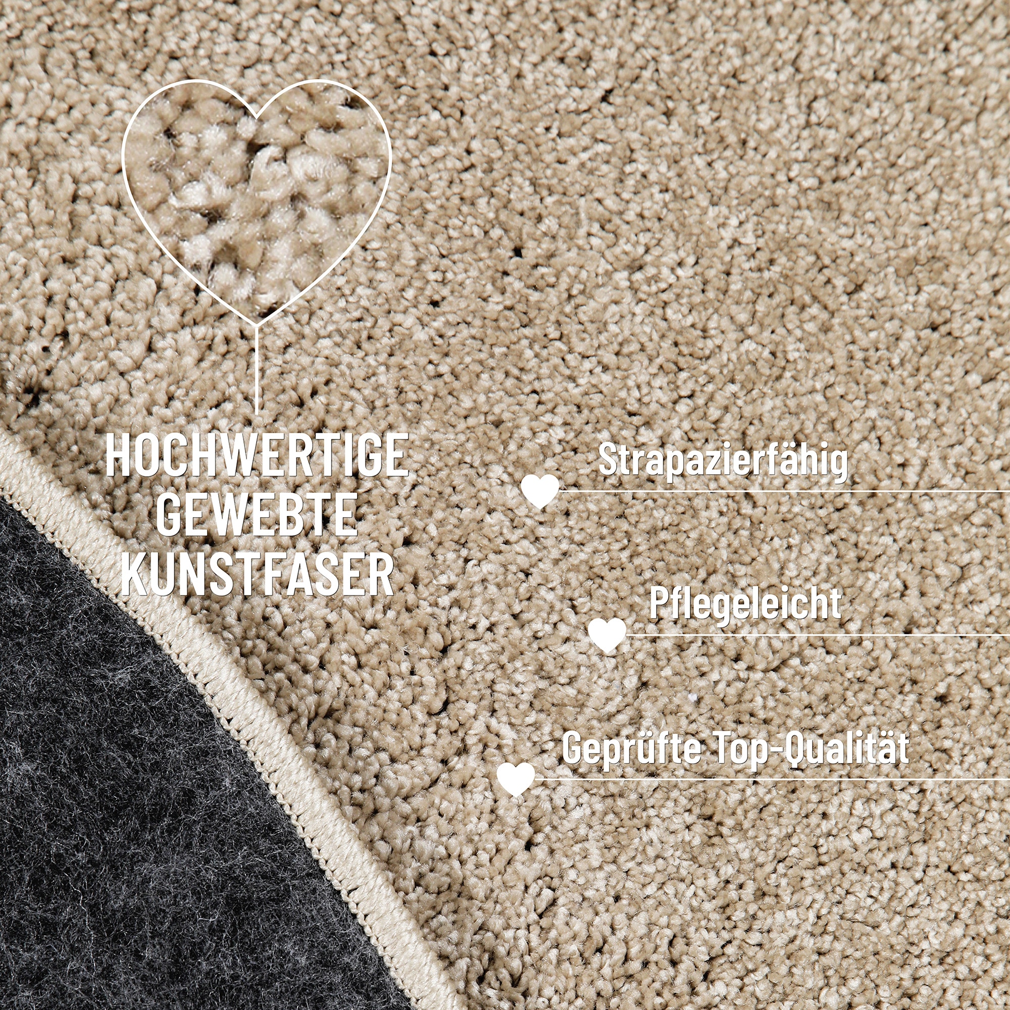 Wecon home Hochflor-Teppich »Manta«, rund, 25 mm Höhe, Langflor, maschinell gewebt, robust, Wohn- & Schlafzimmer, einfarbig