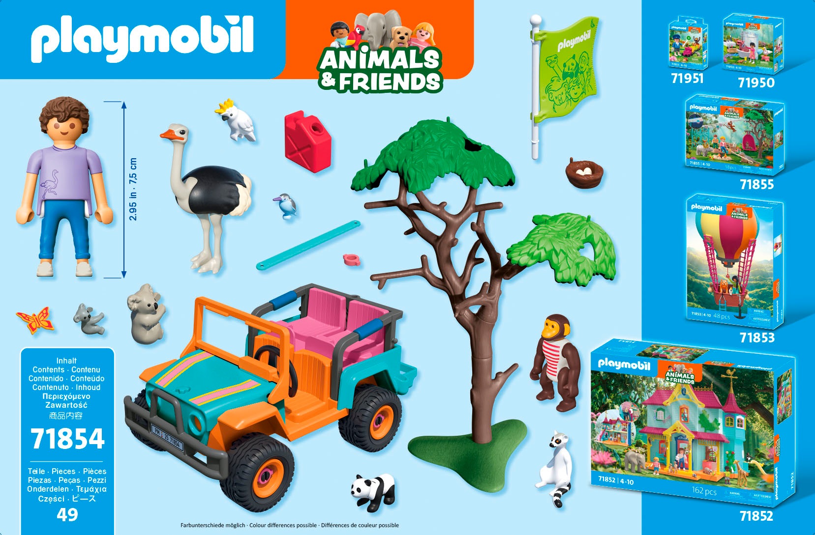Playmobil® Konstruktions-Spielset »Bunter Geländewagen (71854), Animals & Friends« Made in Europe