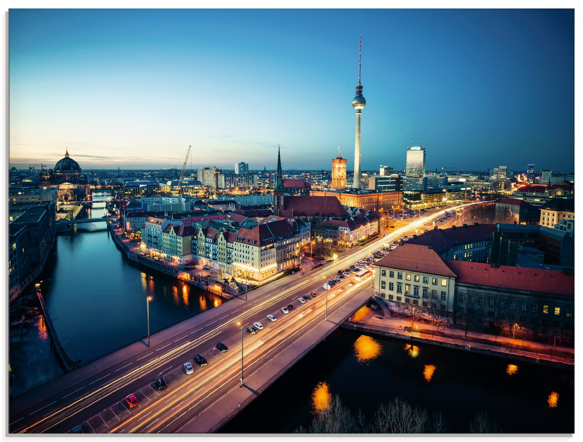 Artland Glasbild »Berlin Cityscape am Abend«, Deutschland, (1 St.), in vers günstig online kaufen