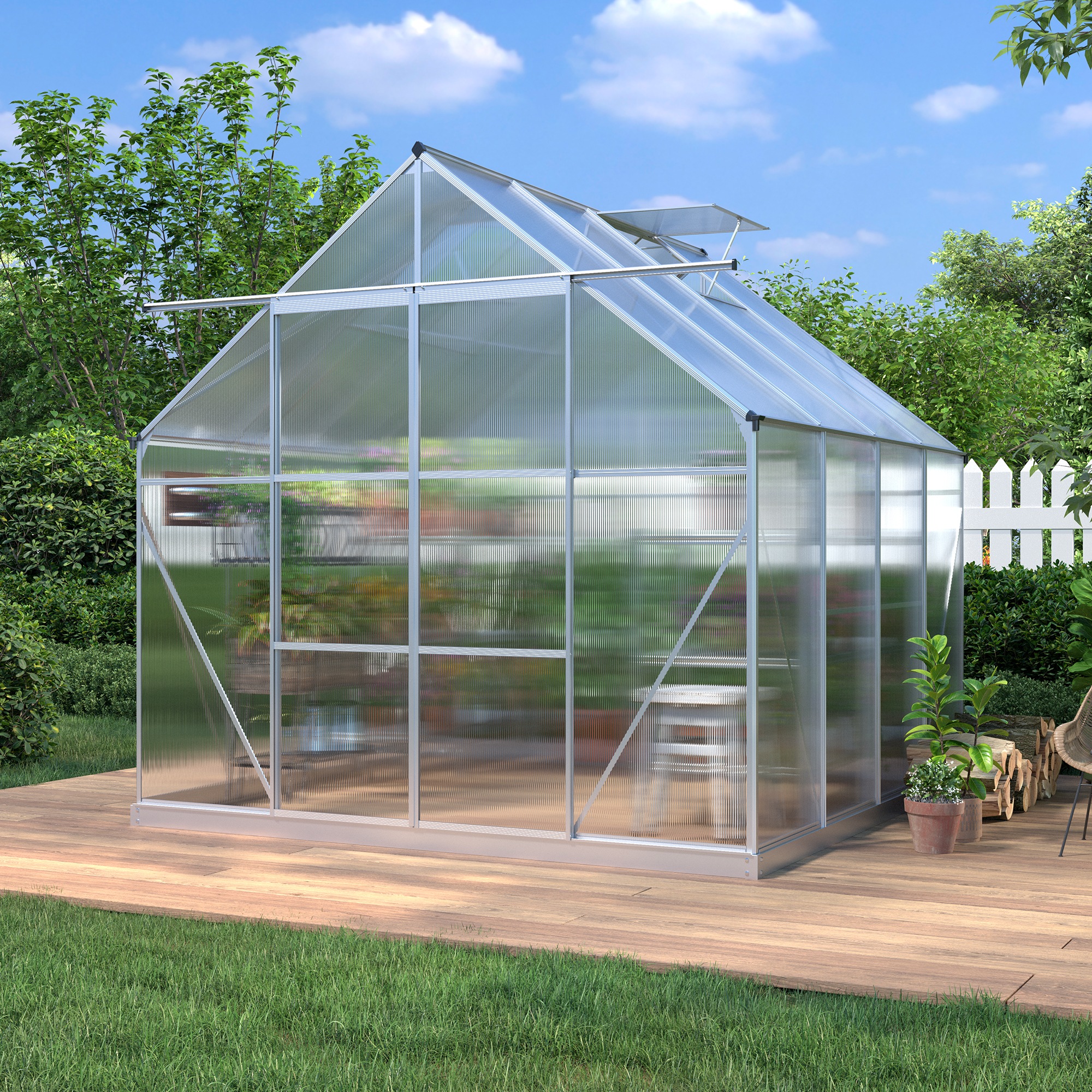 KONIFERA Gewächshaus mit Fundamentrahmen silberfarben