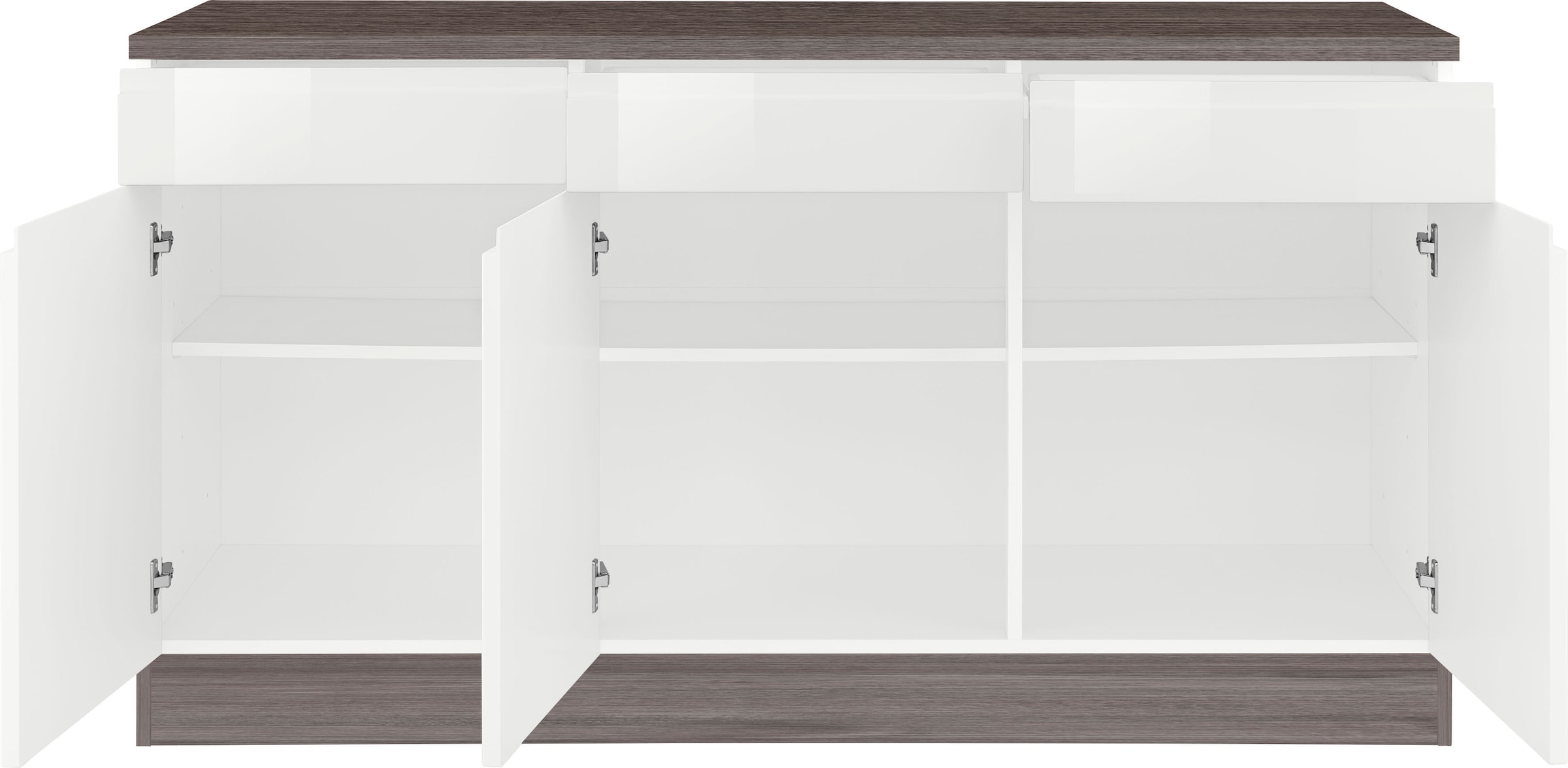 HELD MÖBEL Unterschrank »Virginia«, 85 cm hoch, 150 cm breit, 3 Schubladen, 3 Türen, griffloses Design