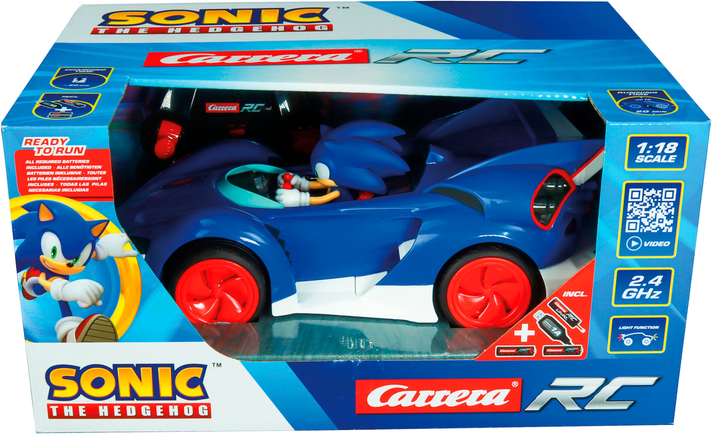 Carrera® RC-Auto »Carrera® RC, Team Sonic Racing™ - Sonic, 2,4 GHz«, mit LED-Licht