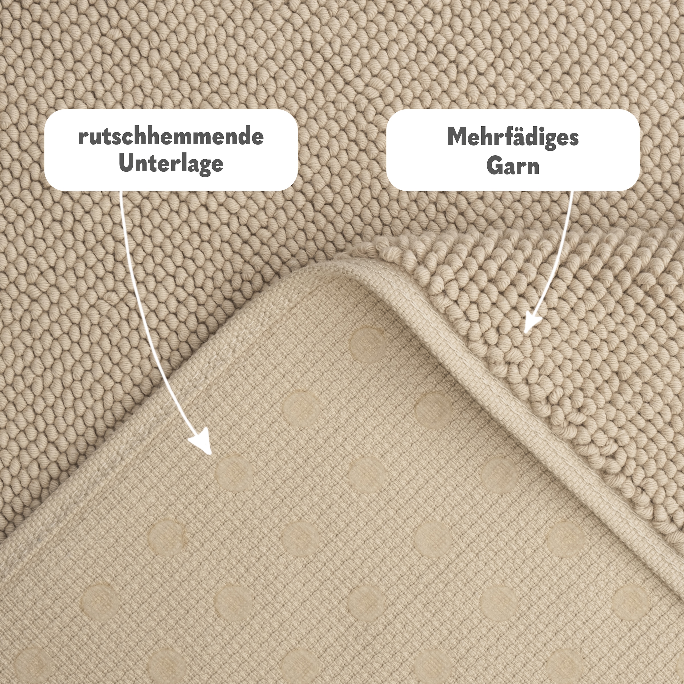 HAMMETEX Badematte »rutschfeste Badvorleger«, rutschhemmend beschichtet, strapazierfähig, einfarbig, 100% Baumwolle, in 2 Größen erhältlich