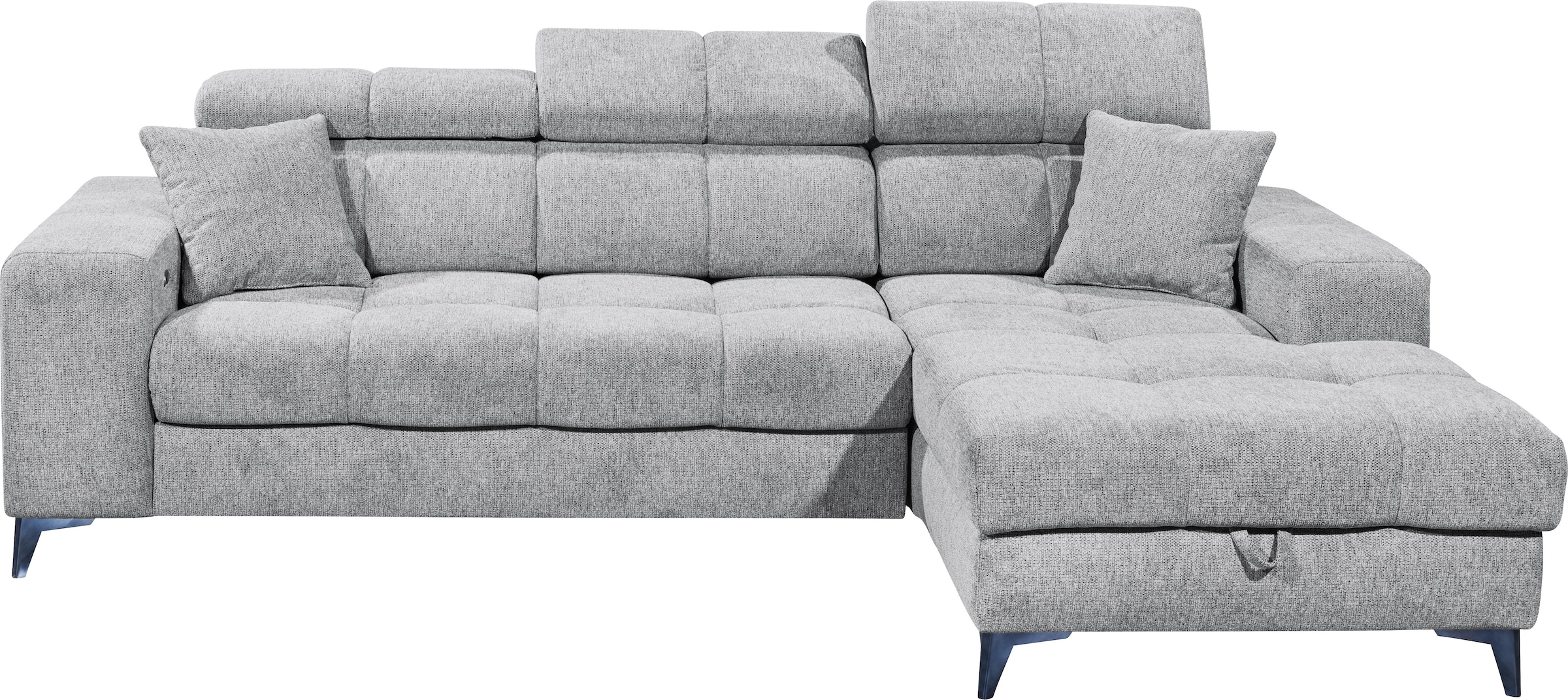 ED EXCITING DESIGN Ecksofa »Sydney L-Form mit Bettfunktion, Bettkasten, Kopfteilverstellung«, motorischer Sitztiefenverstellung, USB-Port & 2 Zierkissen