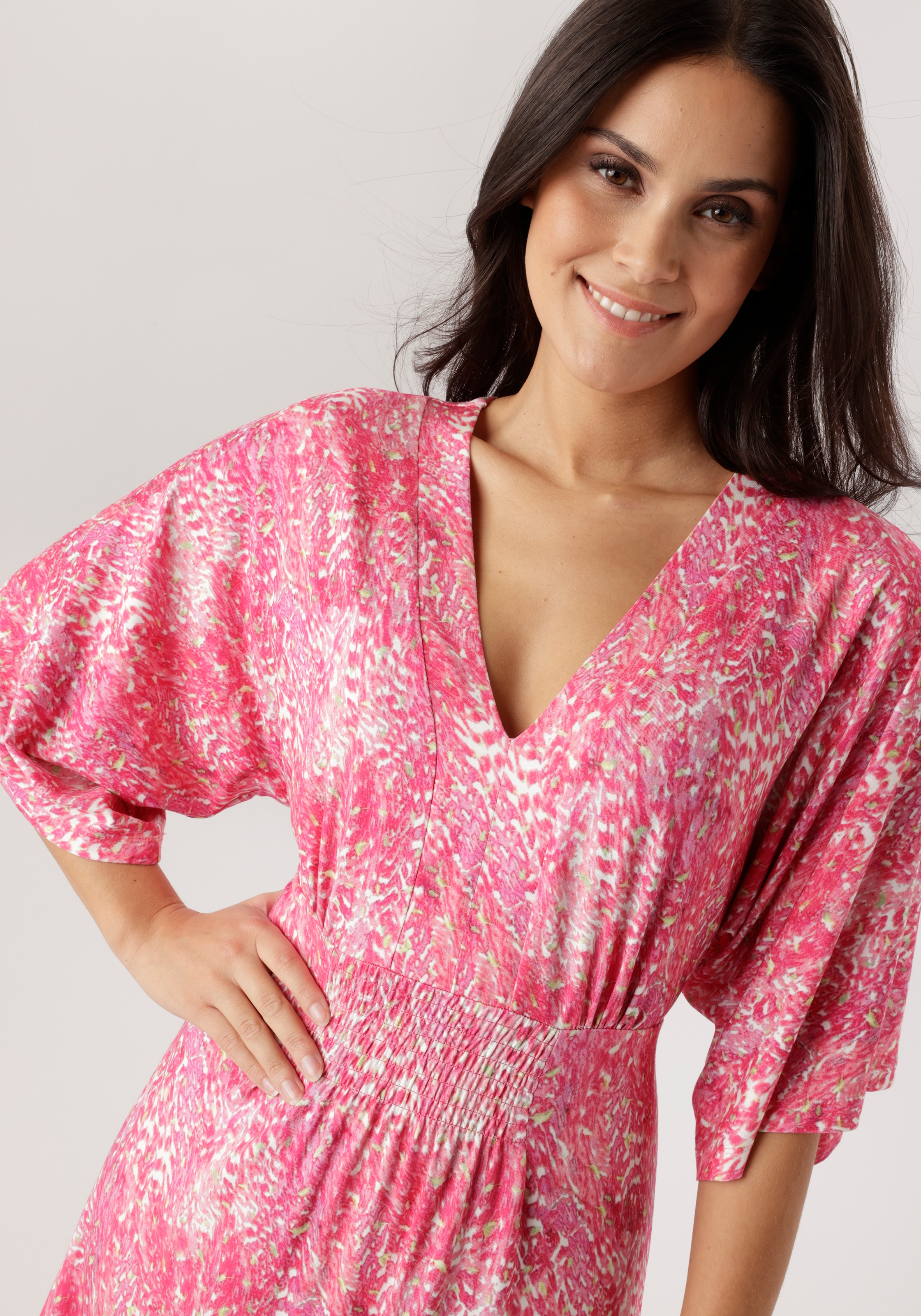 Aniston SELECTED Maxikleid mit weiten, 3/4-langen Ärmeln - NEUE KOLLEKTION