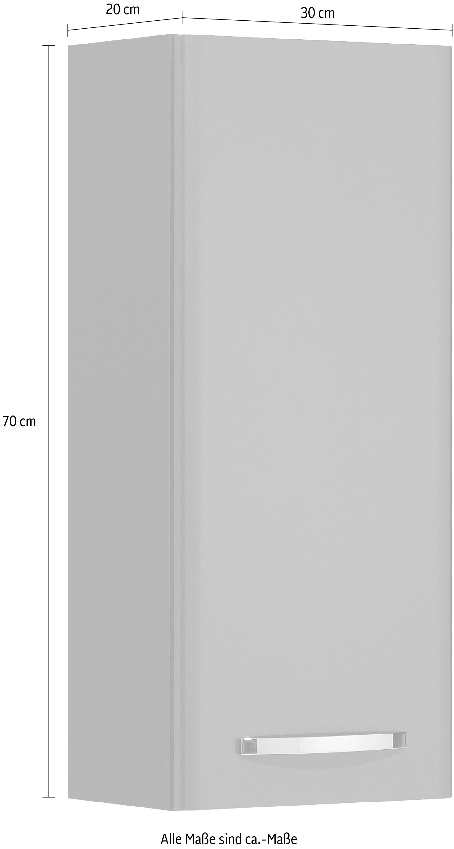 Saphir Hängeschrank »Quickset 327 Wand-Badschrank 30 cm breit, 1 Tür, 2 Einlegeböden«, Badezimmer-Hängeschrank inkl. Türdämpfer, Griffe in Chrom Glanz