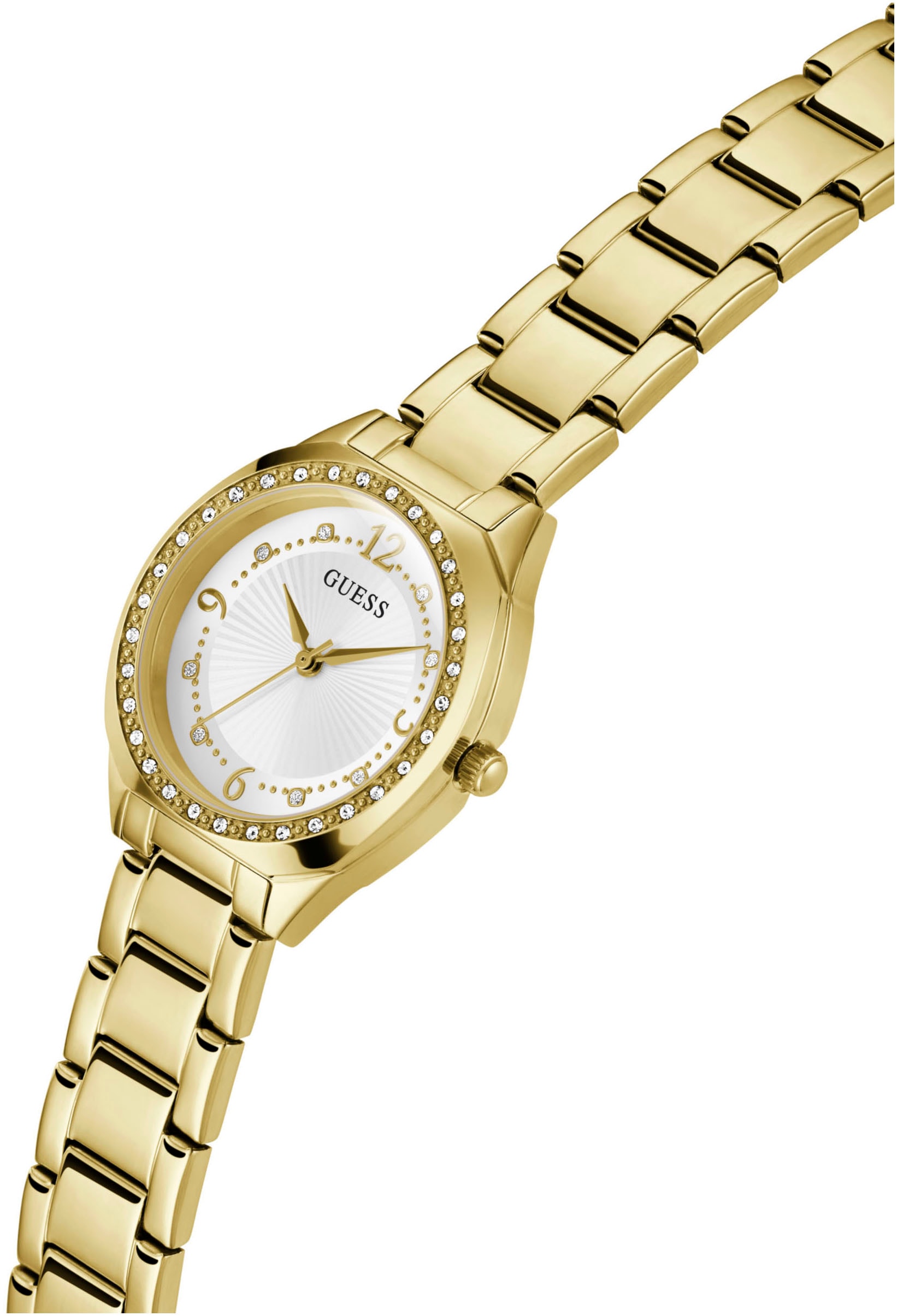 Guess Quarzuhr »CHARLOTTE«, Armbanduhr, Damenuhr, Edelstahlarmband, Mineralglas, analog