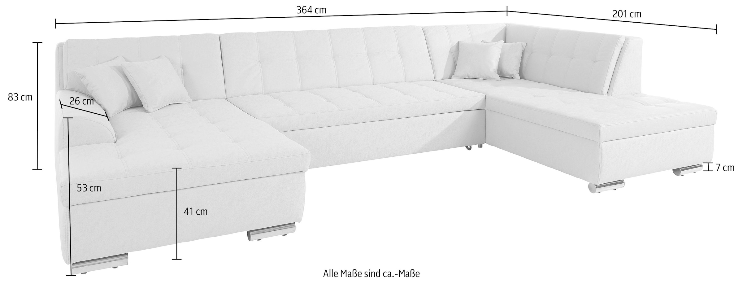DOMO collection Wohnlandschaft »Aversa U-Form«, wahlweise mit Bettfunktion, frei im Raum stellbar
