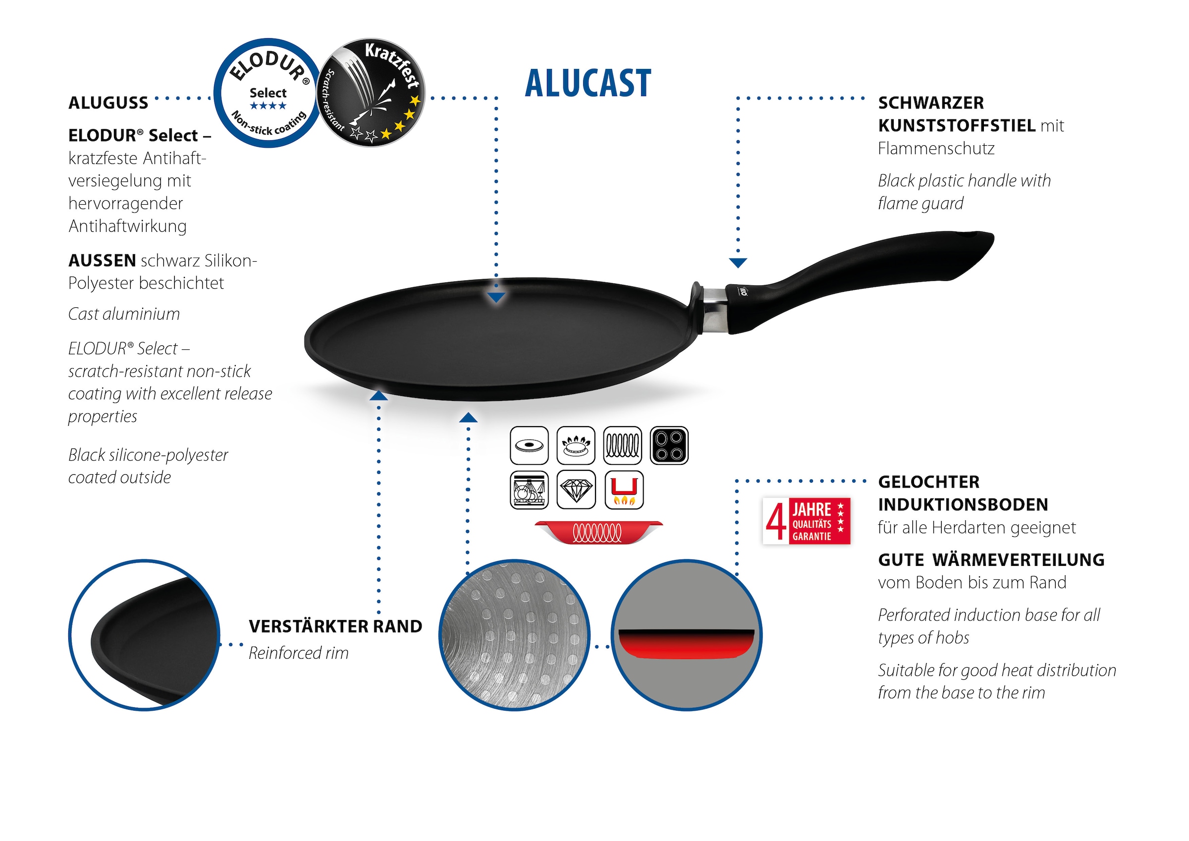 Elo Crêpepfanne »Alucast 28cm« Aluminiumguss 1 Stk. tlg. Induktion, Ø 28 cm