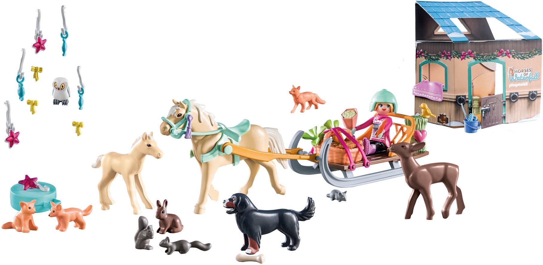 Playmobil® Spielzeug-Adventskalender »Spielbausteine, Pferde: Schlittenfahrt (71345)«, ab 4 Jahren, Horses of Waterfall; teilweise aus recyceltem Material
