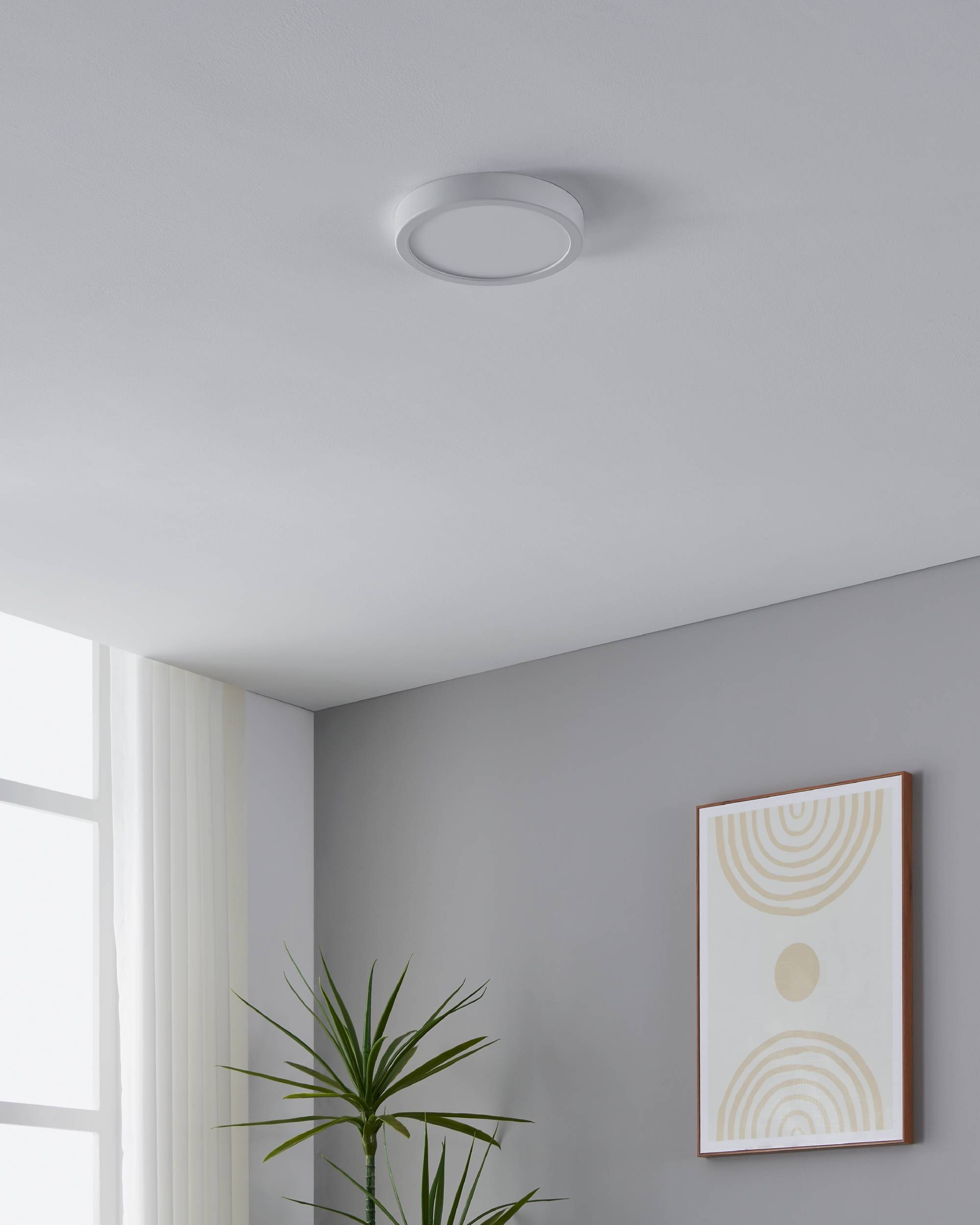 EGLO Aufbauleuchte »Fueva 5 Deckenlampe, Aufbaulampe, Kunststoff und Metall, Flurlampe« LED-Modul 1 Stk. Warmweiß Aufbauleuchte - H2,8 x Ø21 cm - weiß - 17W inkl.