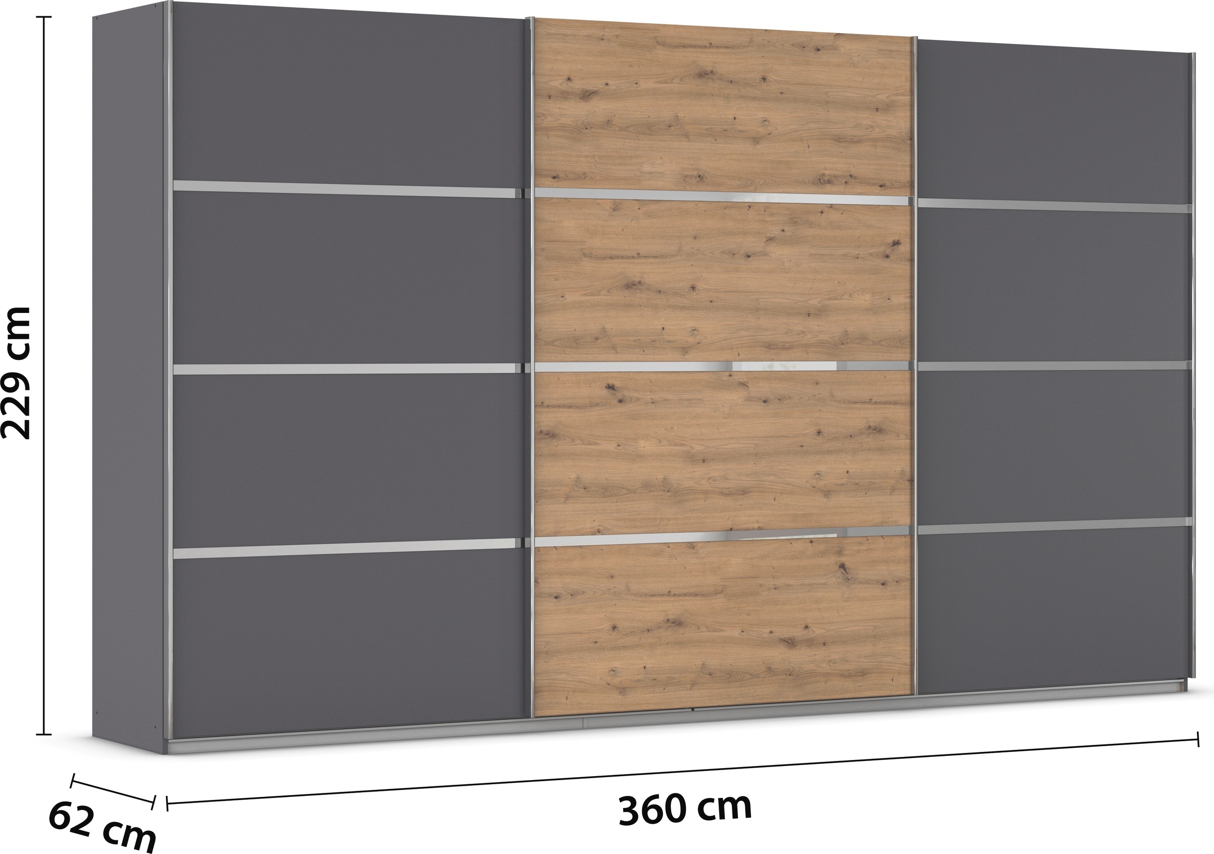 rauch Kleiderschrank »Schwebetürenschrank Garderobe Schrank TOP ANGEBOT Avola«, (in 3 verschiedenen Ausstattungen BASIC/CLASSIC/PREMIUM), mit eleganten Zierleisten in Chrom, Schwarz oder Weiß MADE IN GERMANY