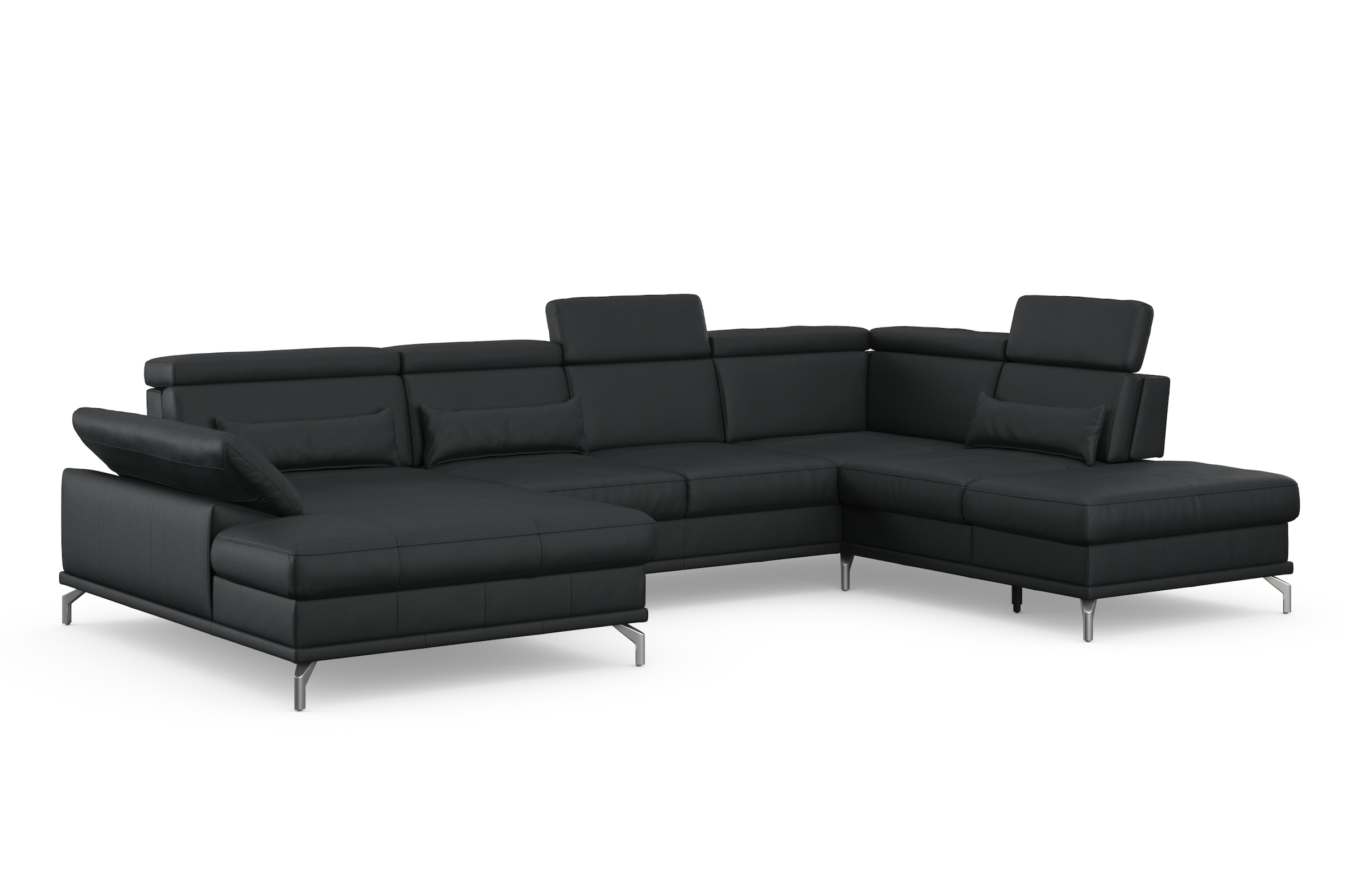 sit&more Wohnlandschaft »Cabrio U-Form, B: 359 cm, mit Sitztiefen-, Arm- & Kopfteilverstellung«, 3 Nierenkissen, Federkern, optional Bettfunktion und Stauraum